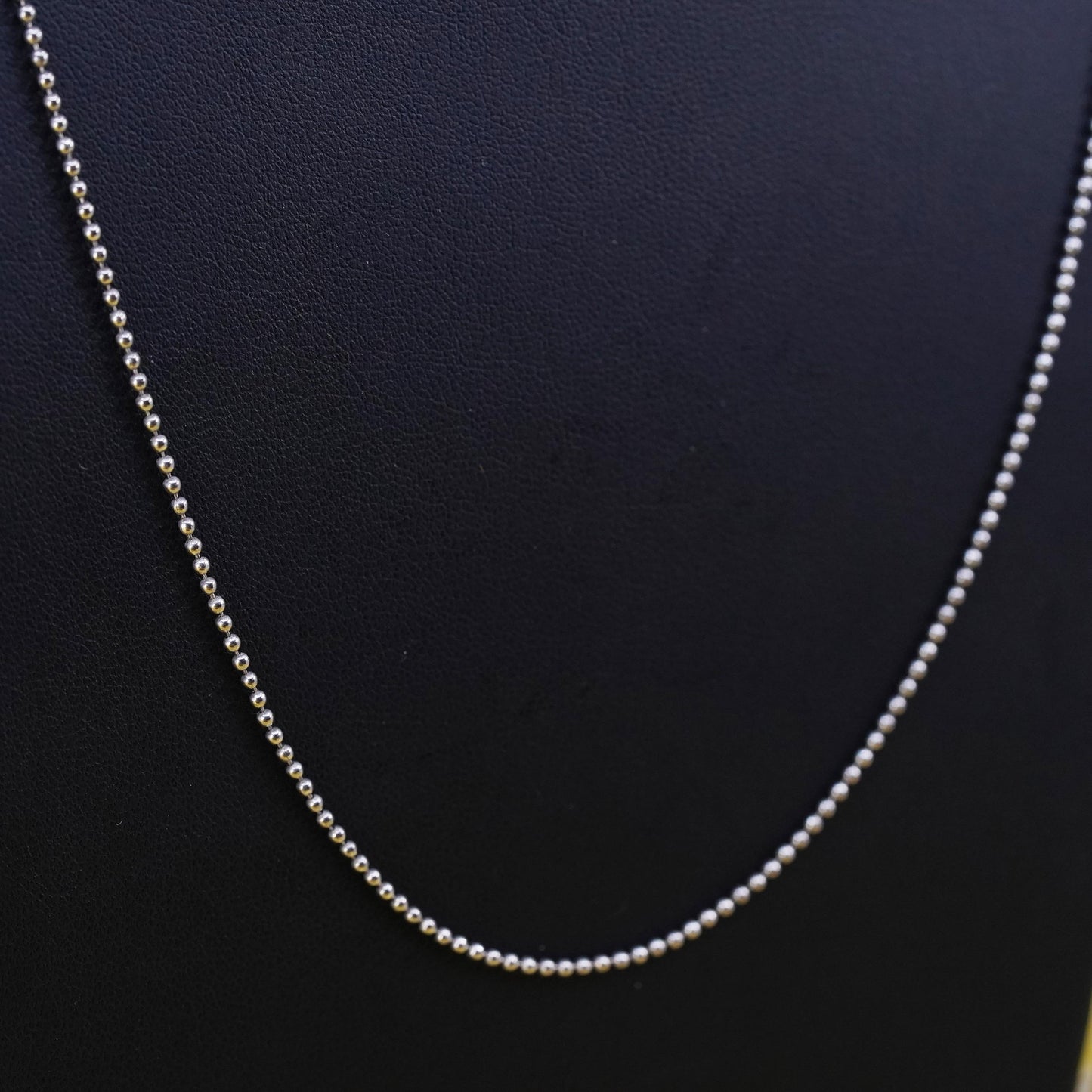 24” 1mm, vintage Italian Sterling silver beads necklace, Italy 925 chain