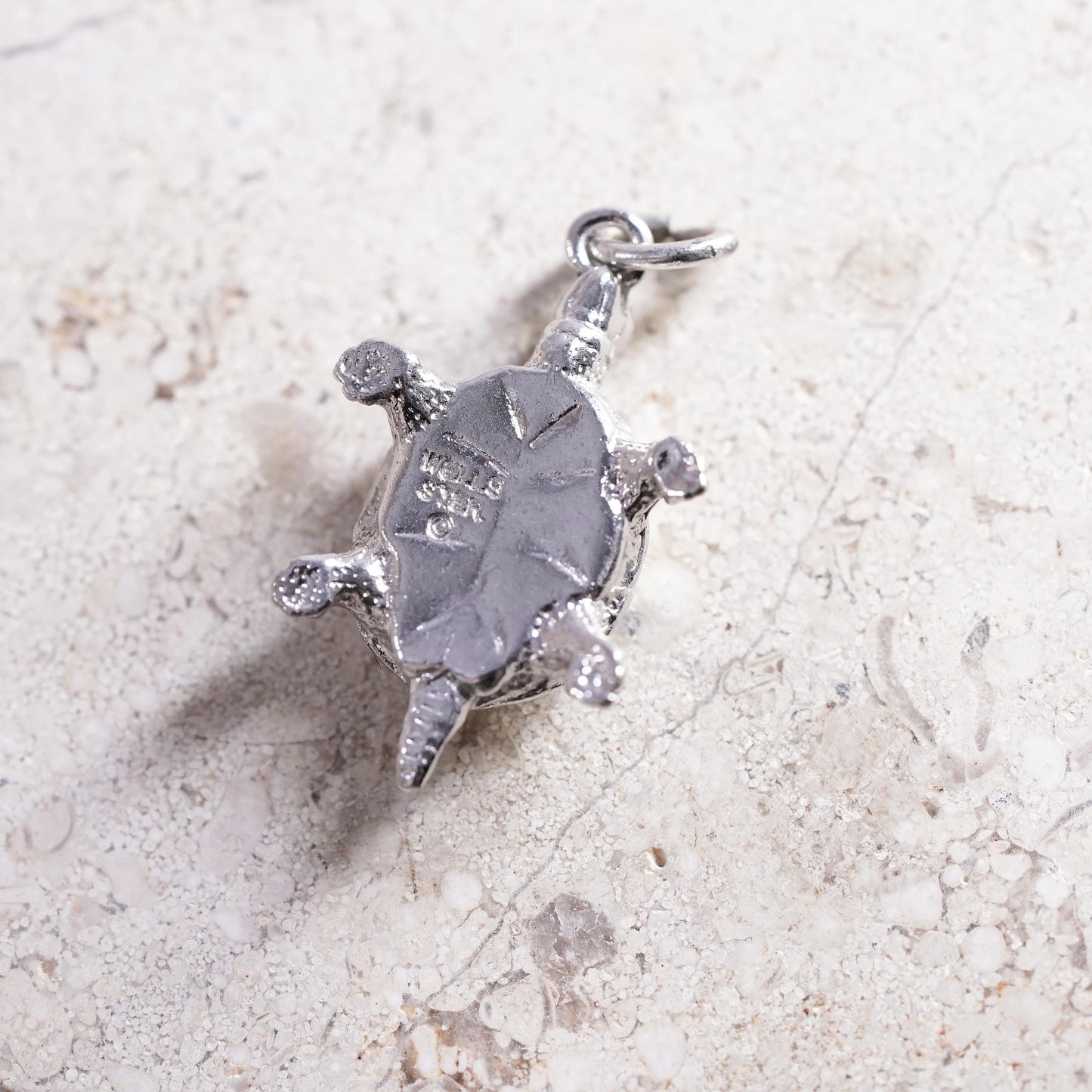 Vintage Sterling silver handmade pendant, 925 turtle charm