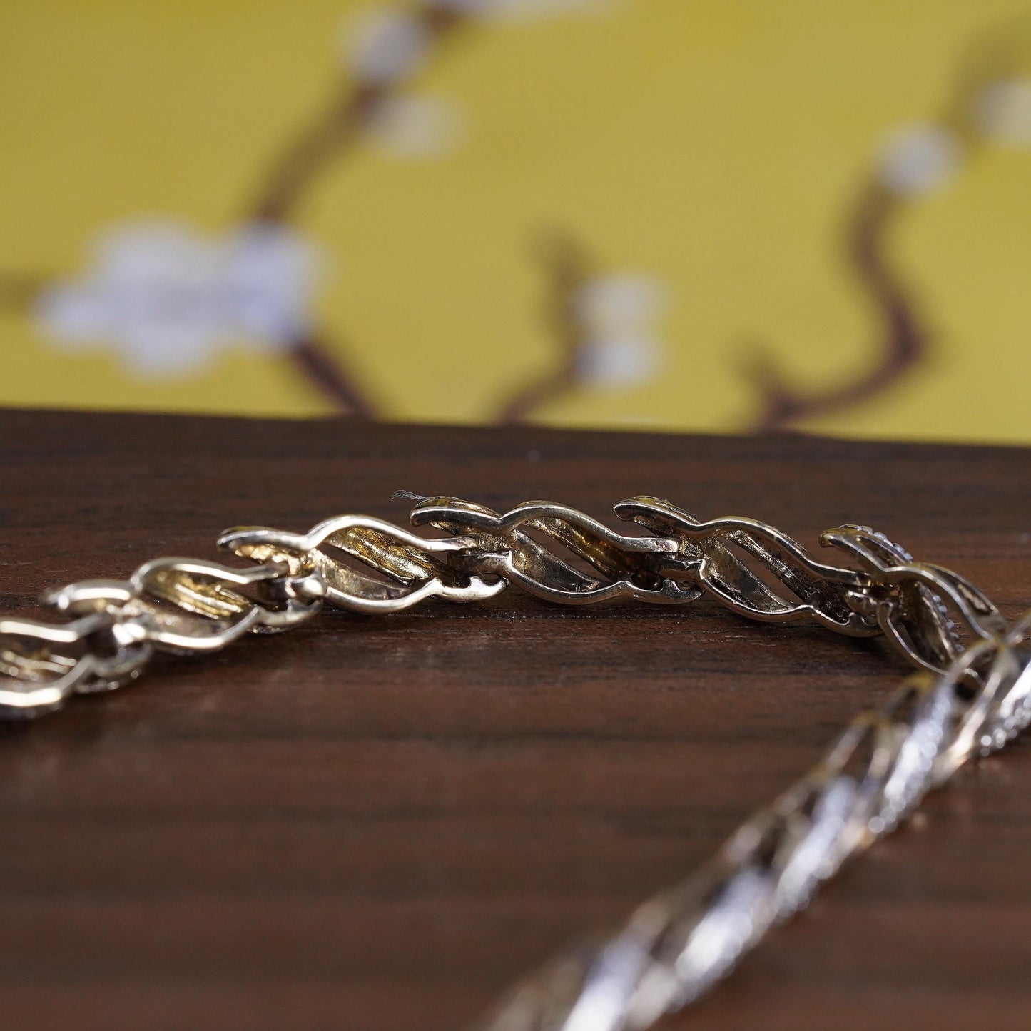 7.25”, vermeil gold over Sterling silver tennis bracelet 925 San Marco diamonds