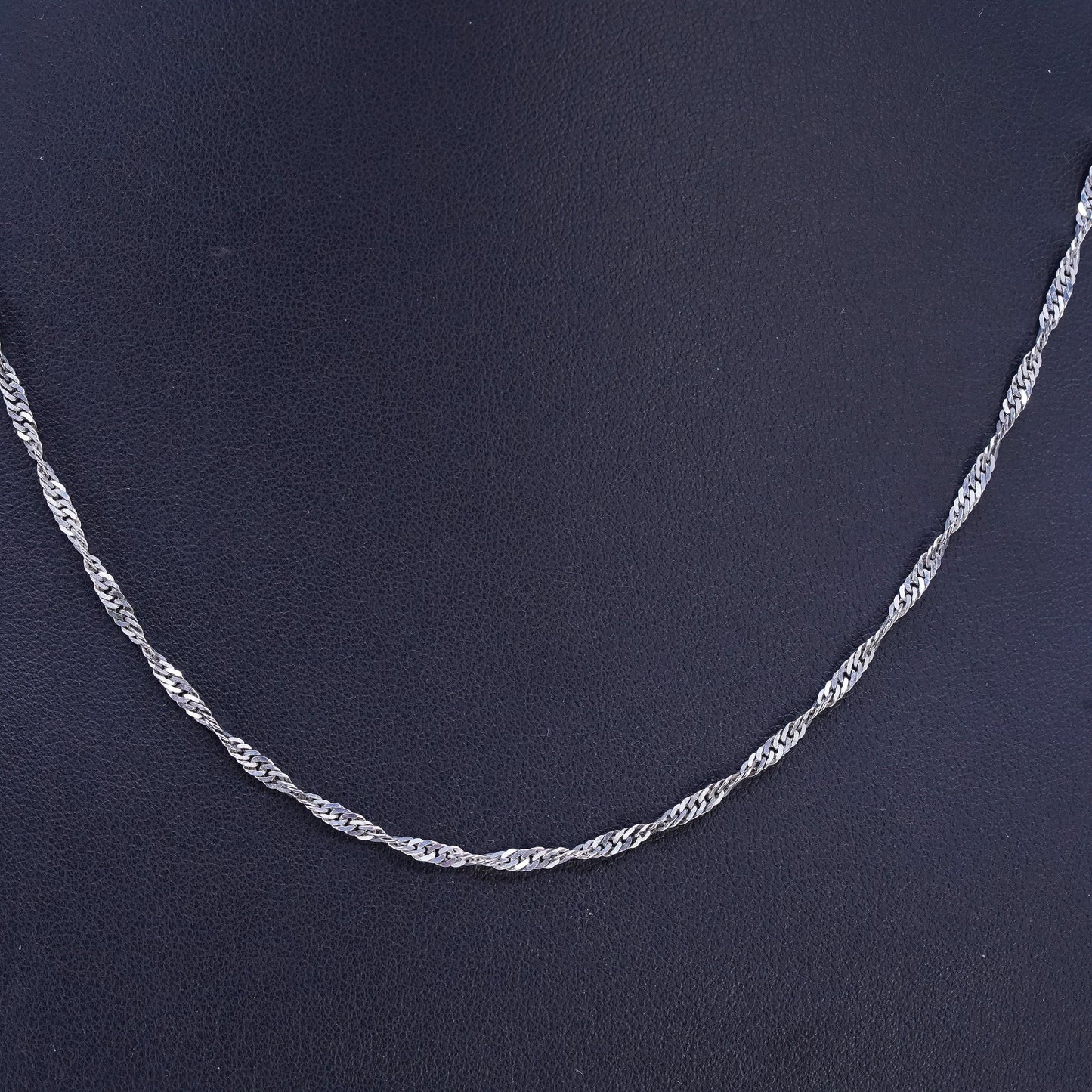 18" 2mm, vintage Italian Sterling 925 silver twisted curb chain necklace