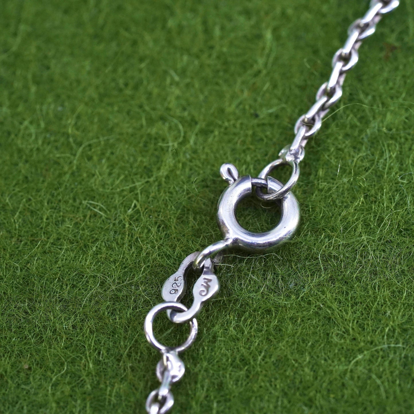 18" 1.6mm, Vintage Italian sterling circle link chain, 925 silver necklace