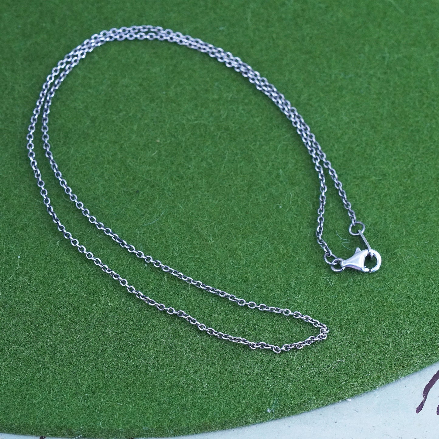 18" 1mm, Vintage Italian sterling silver circle link chain, 925 silver necklace