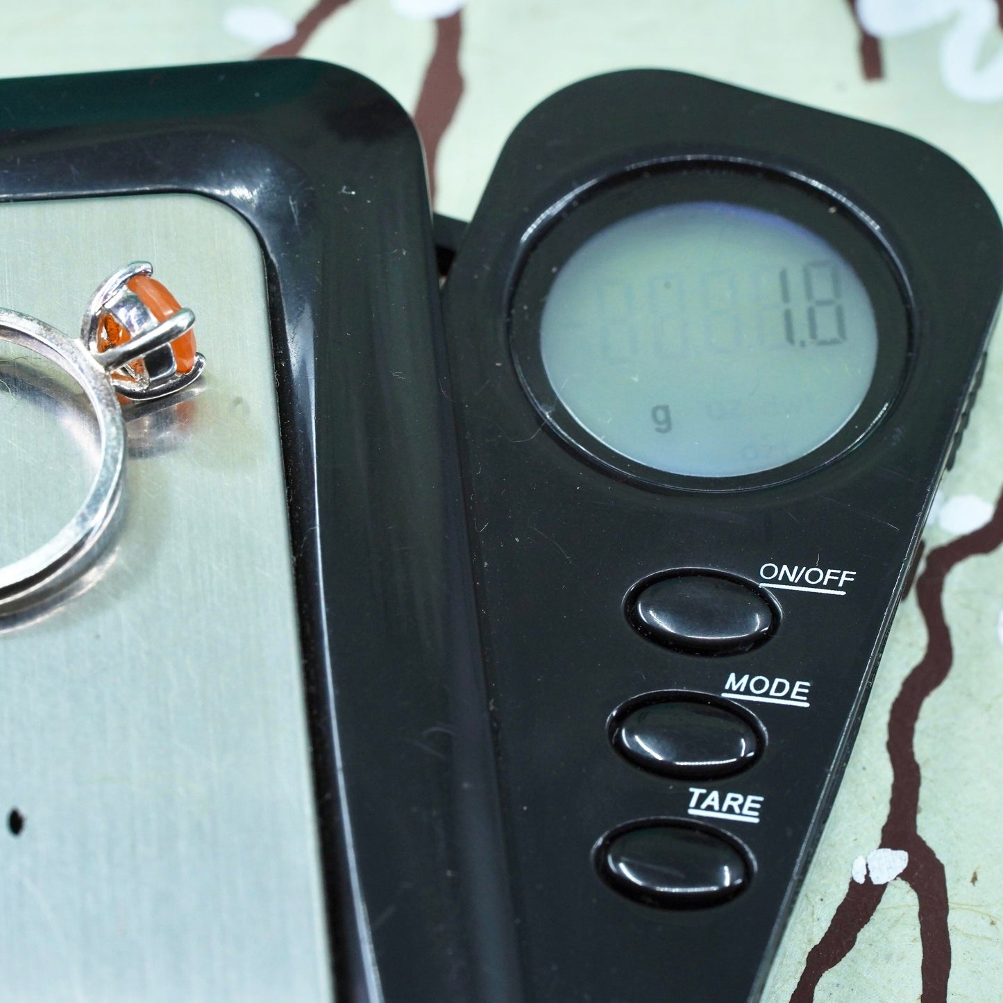 Size 6, Sterling silver handmade ring, 925 stackable band with orange crystal