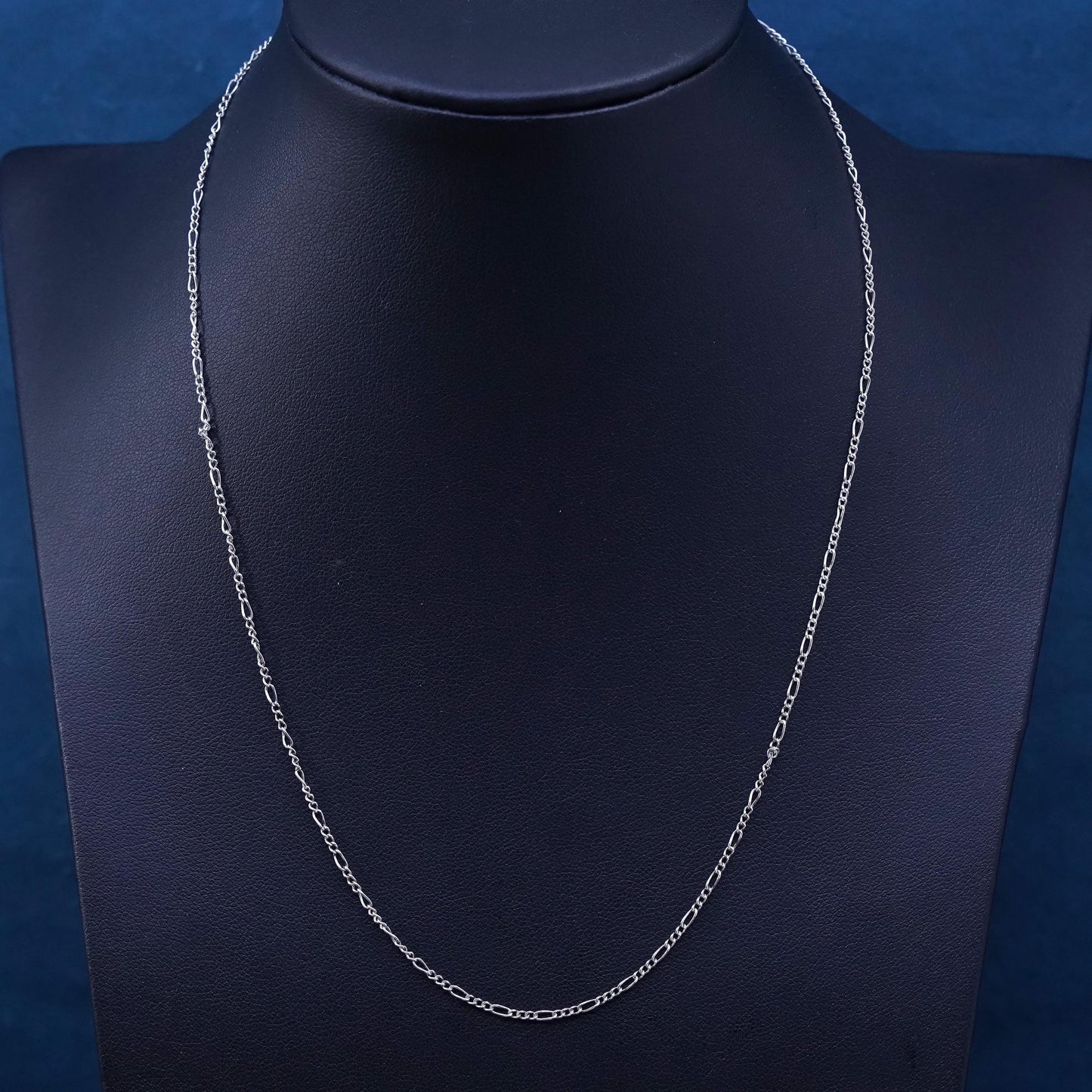 18”, 2mm, vintage Sterling silver handmade necklace, 925 Figaro chain