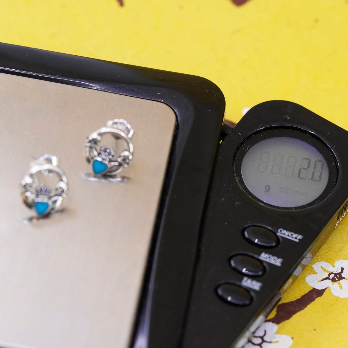 Vintage Sterling silver handmade earrings, 925 heart claddagh studs