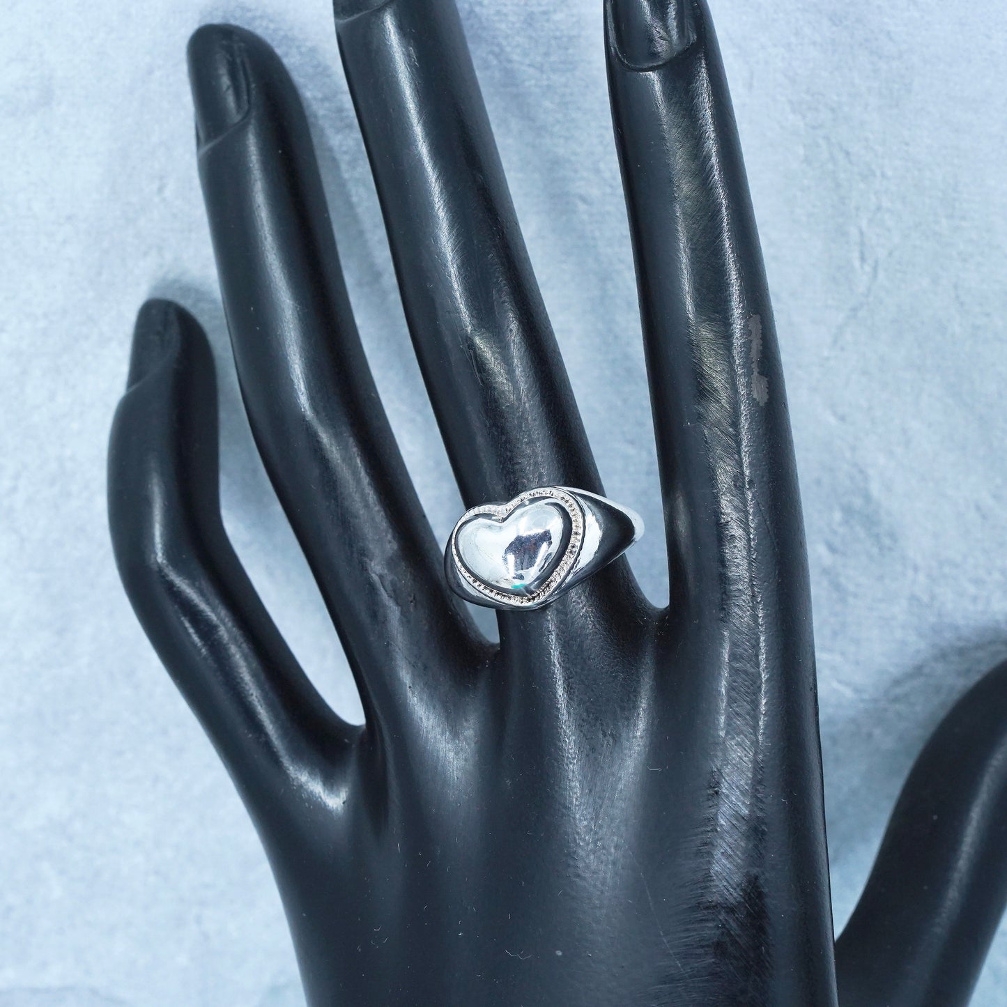 Size adjustable southwestern Sterling 925 silver handmade heart ring, band