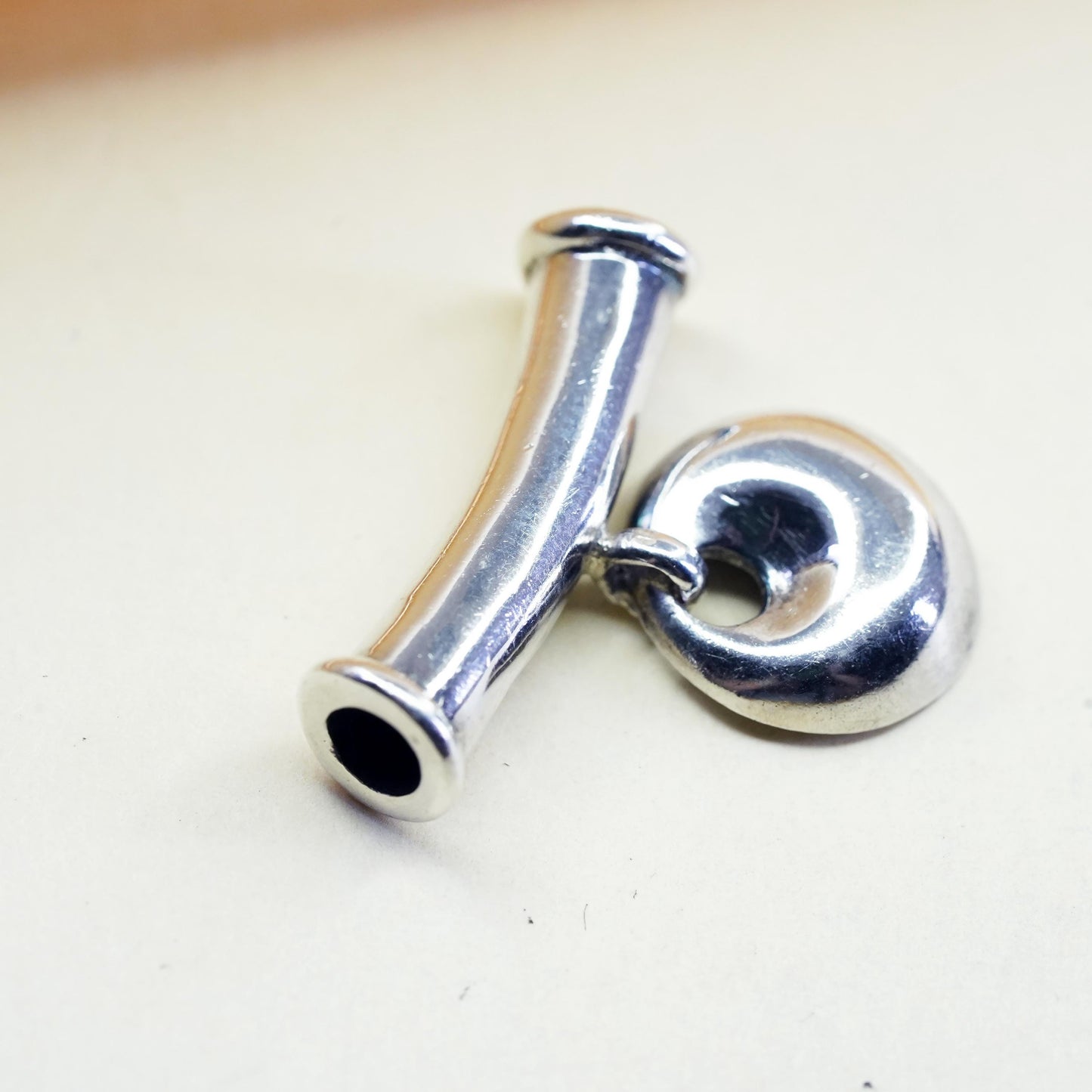 Vintage sterling 925 silver handmade slide pendant with circle charm