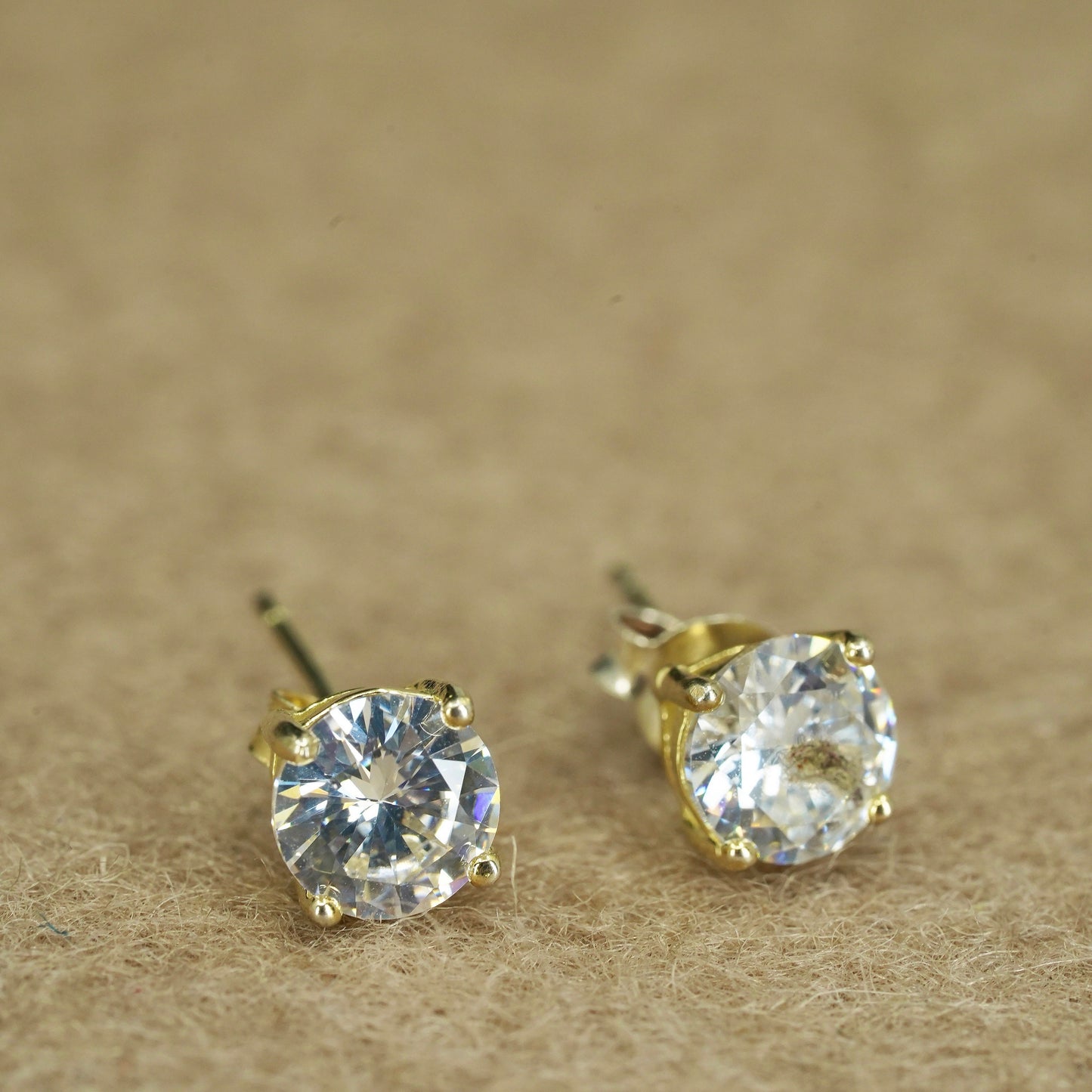 6mm Vintage rose gold Sterling 925 silver earrings, studs with round Cz