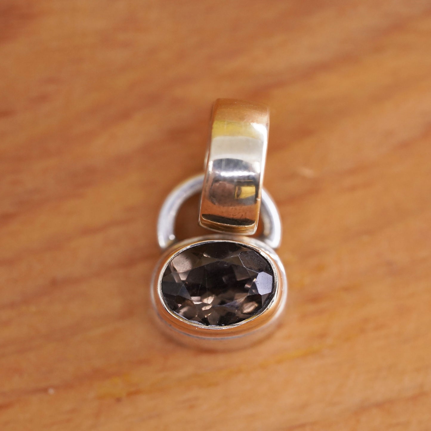 Michael Dawkins jewelry Sterling 925 silver pendant smoky topaz 14K yellow gold