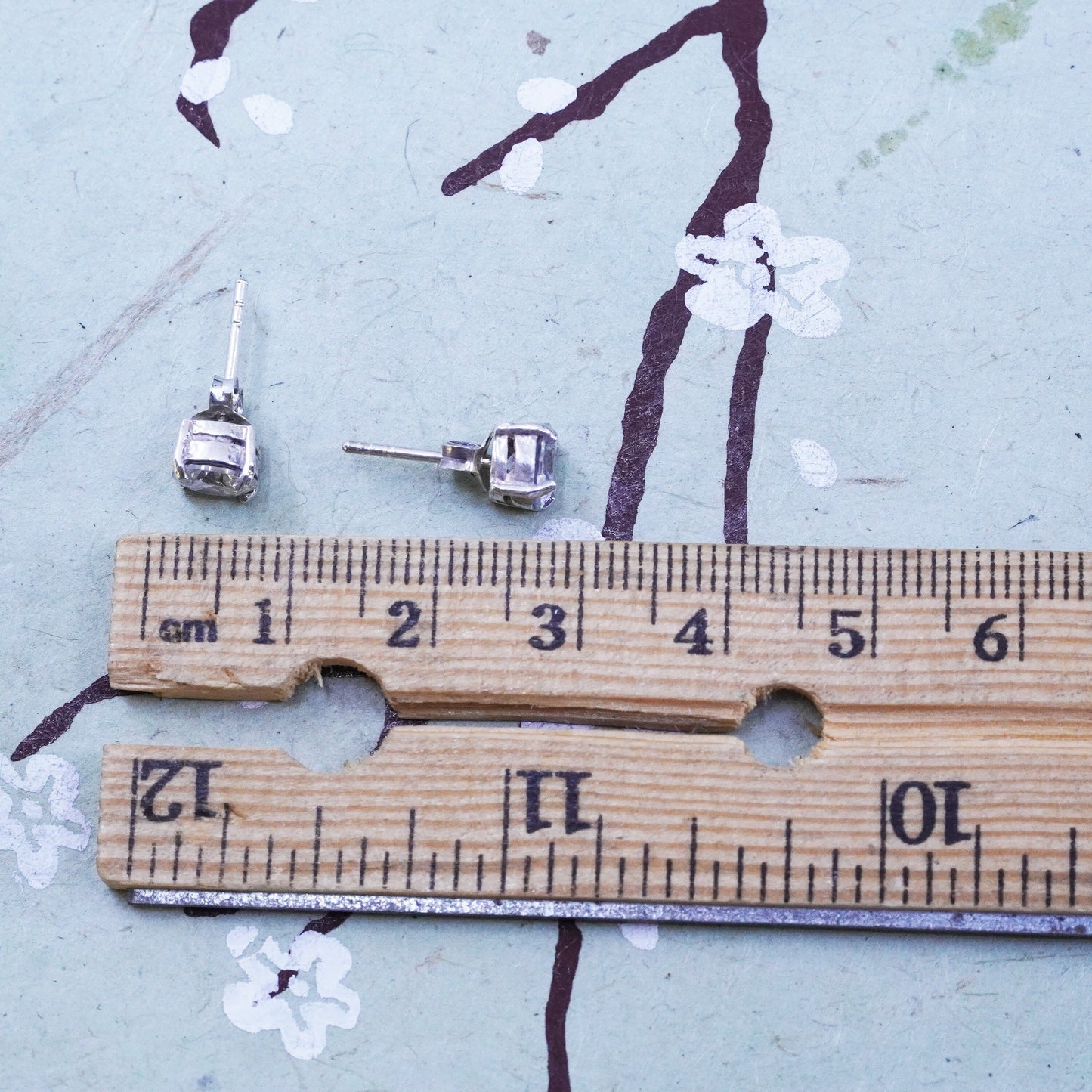6mm, Vintage sterling silver genuine cz studs, fashion minimalist earrings