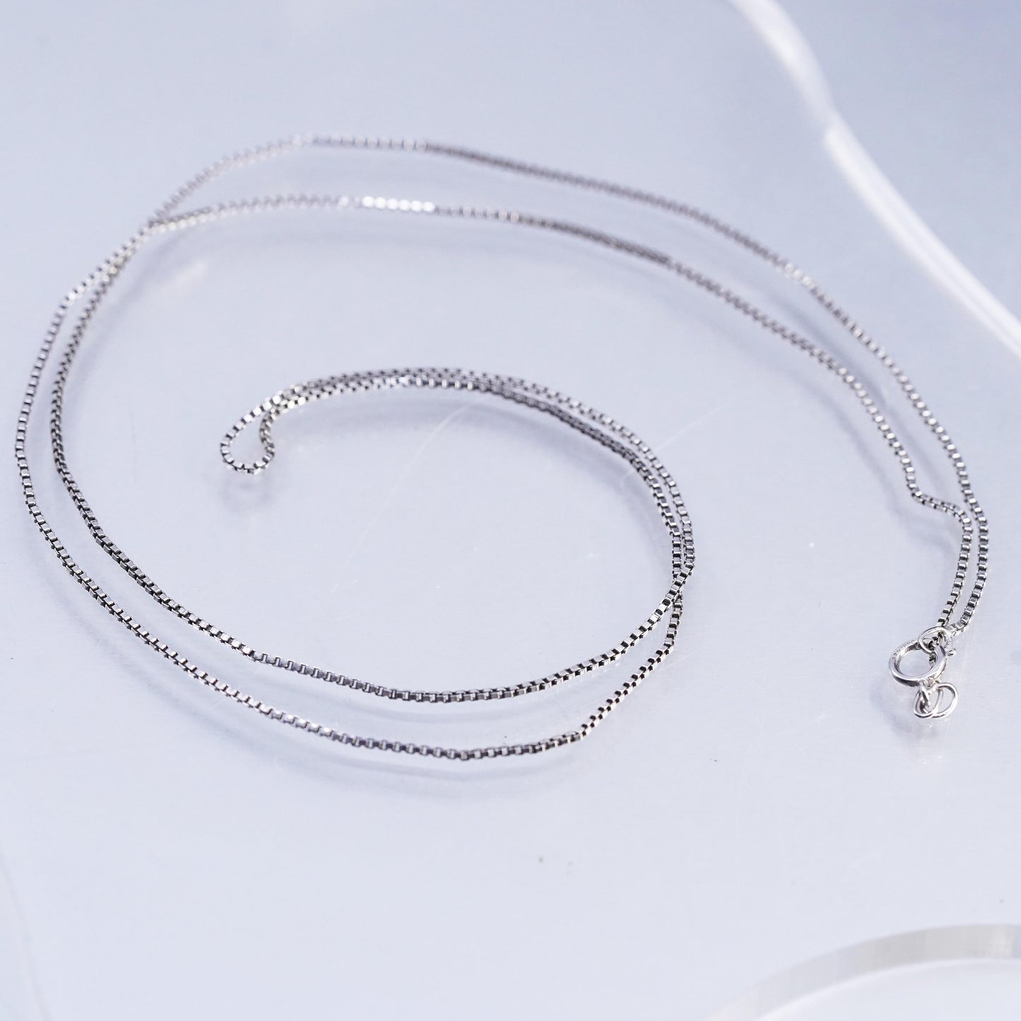 25" 1mm, Vintage sterling silver box chain, 925 silver necklace