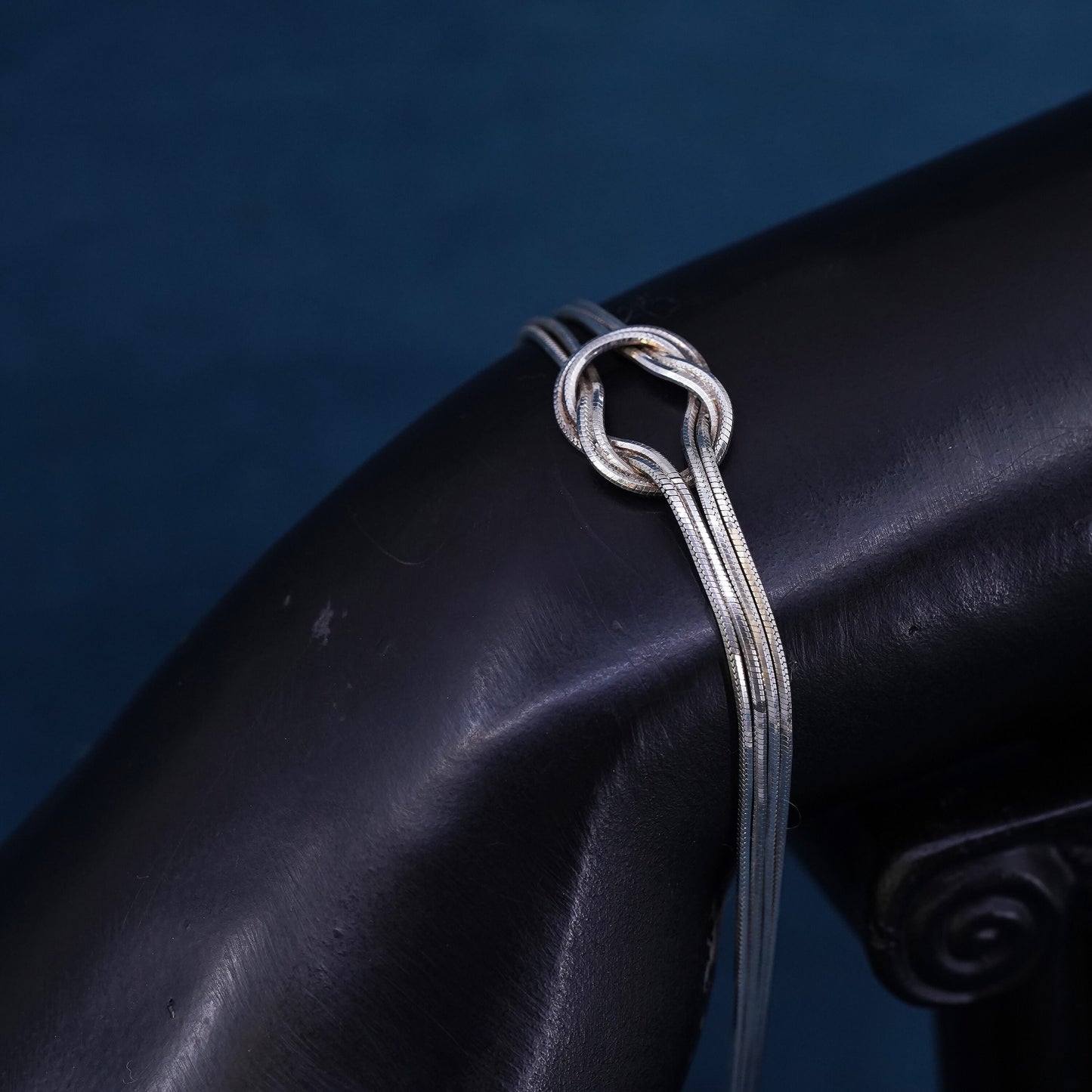7.25”, Italian Sterling silver bracelet, 925 knotted multi strands snake chains