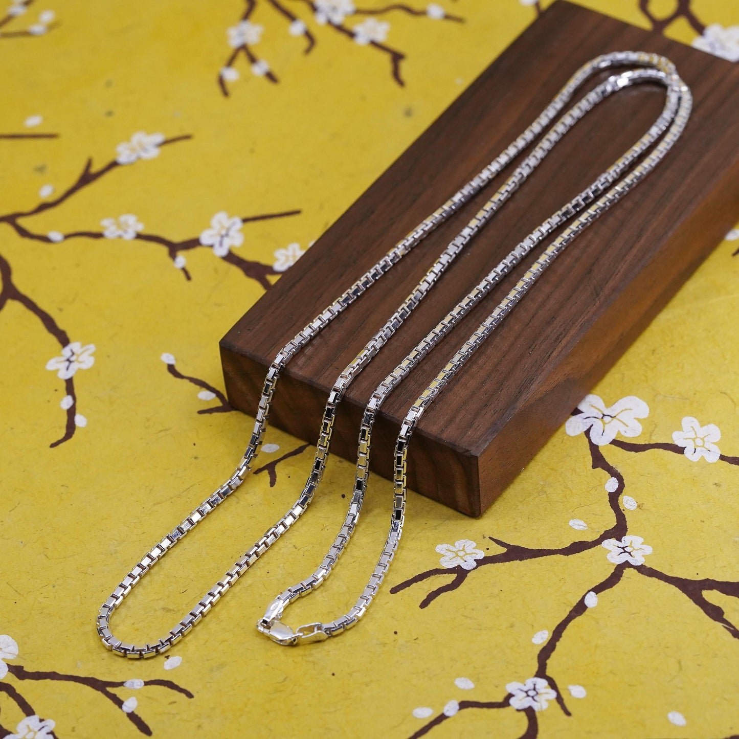 34” 3mm, , vintage Sterling silver bold box chain, Italy 925 necklace