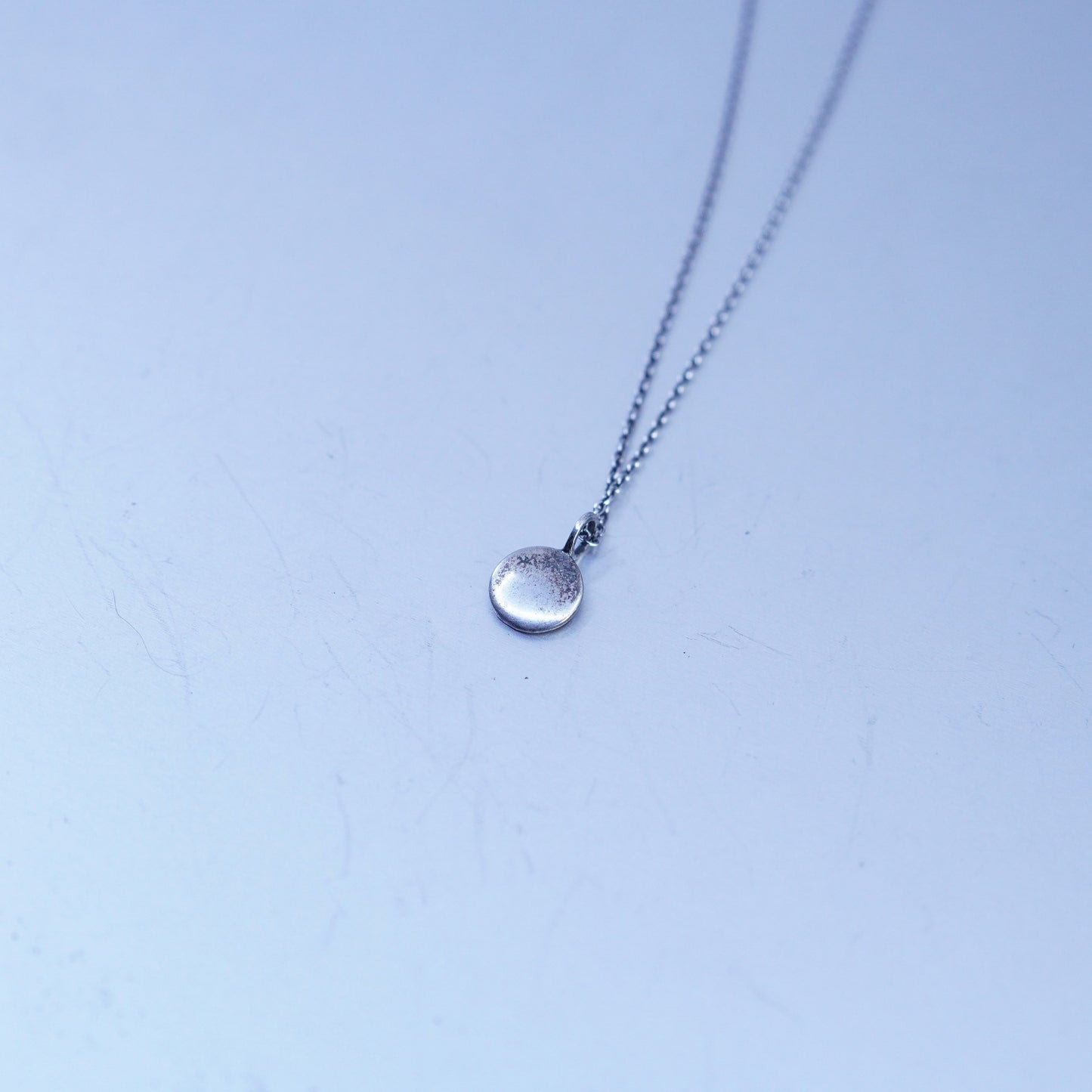 18”, Sterling silver necklace, 925 circle chain with initial letter N pendant