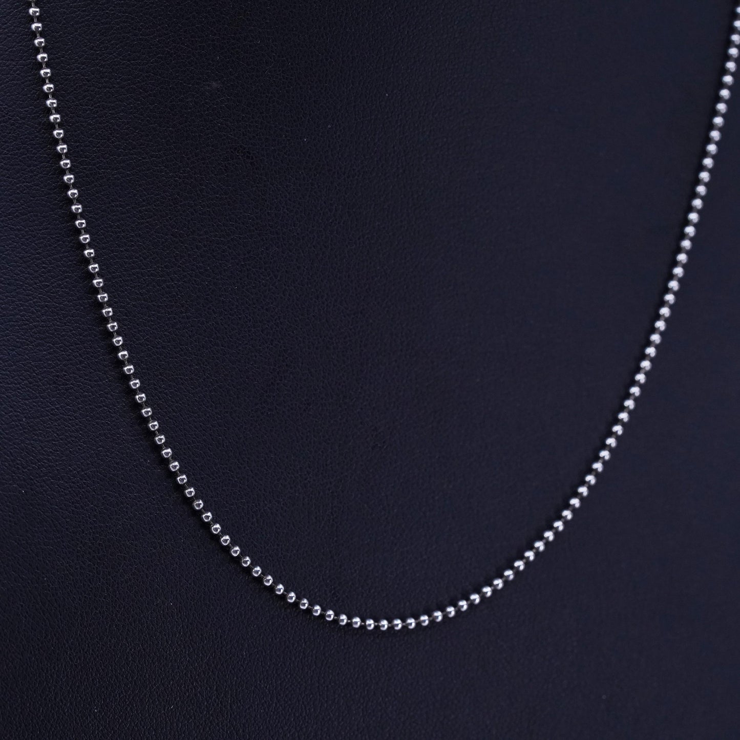18” 1mm, vintage Italy Sterling 925 silver bead chain necklace