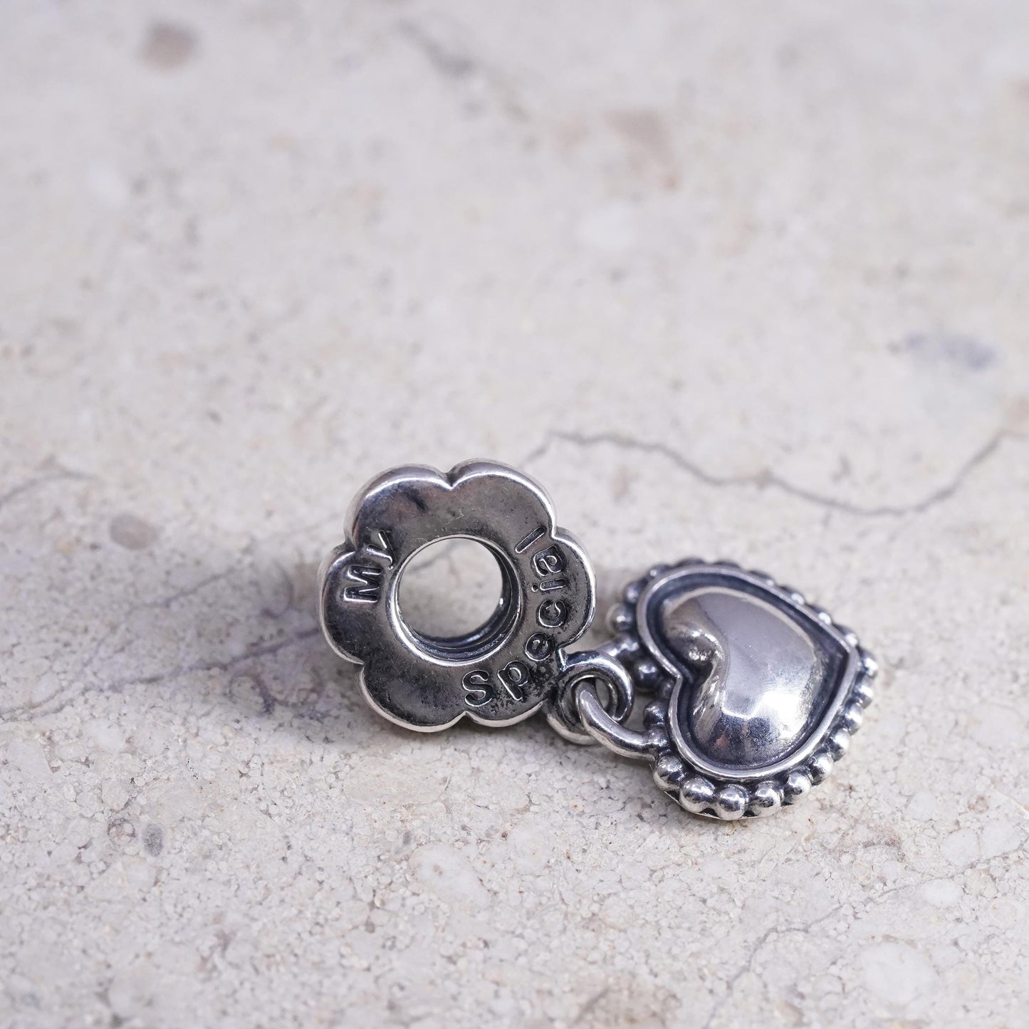 Vintage ALE sterling silver pendant, 925 heart charm embossed my special sister