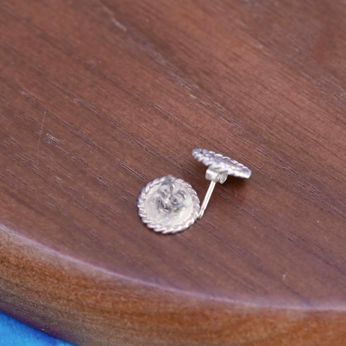 southwestern Sterling silver handmade earrings, 925 squirrel embossed studs