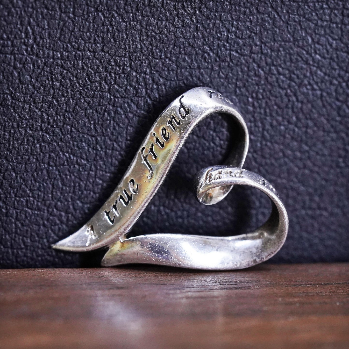 Vintage Sterling silver handmade quote pendant, 925 heart