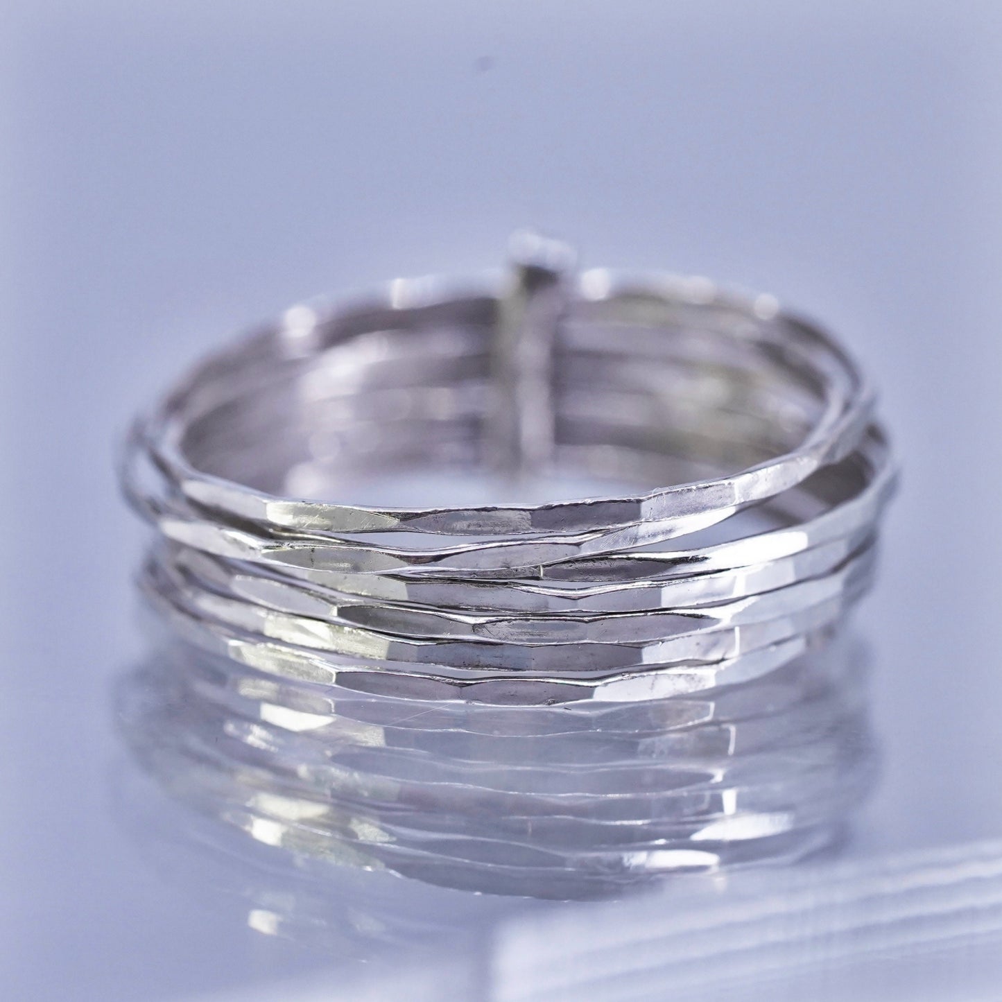 Size 8, vintage southwestern Sterling 925 silver multi strands ring, band