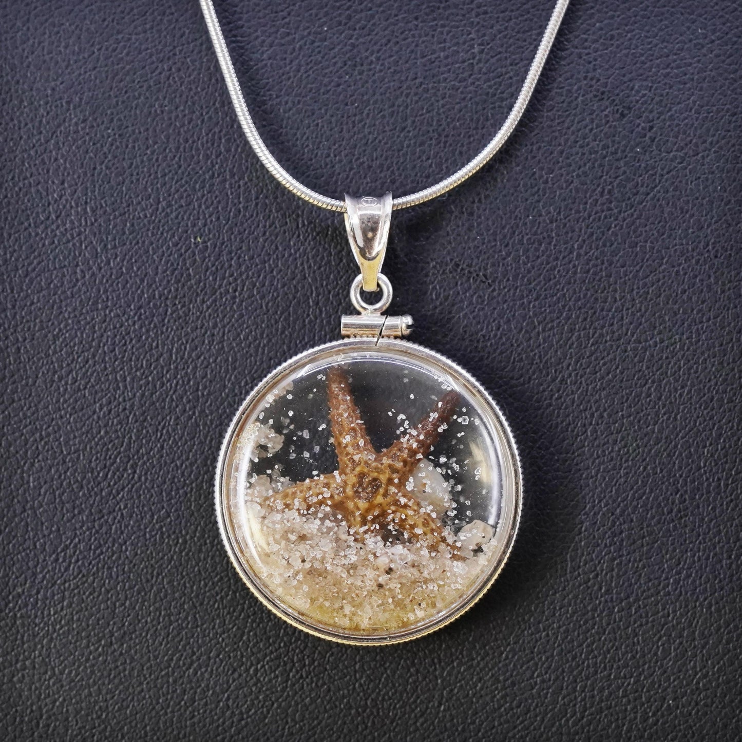 18", Sterling silver necklace, Italy 925 snake chain starfish shell pendant