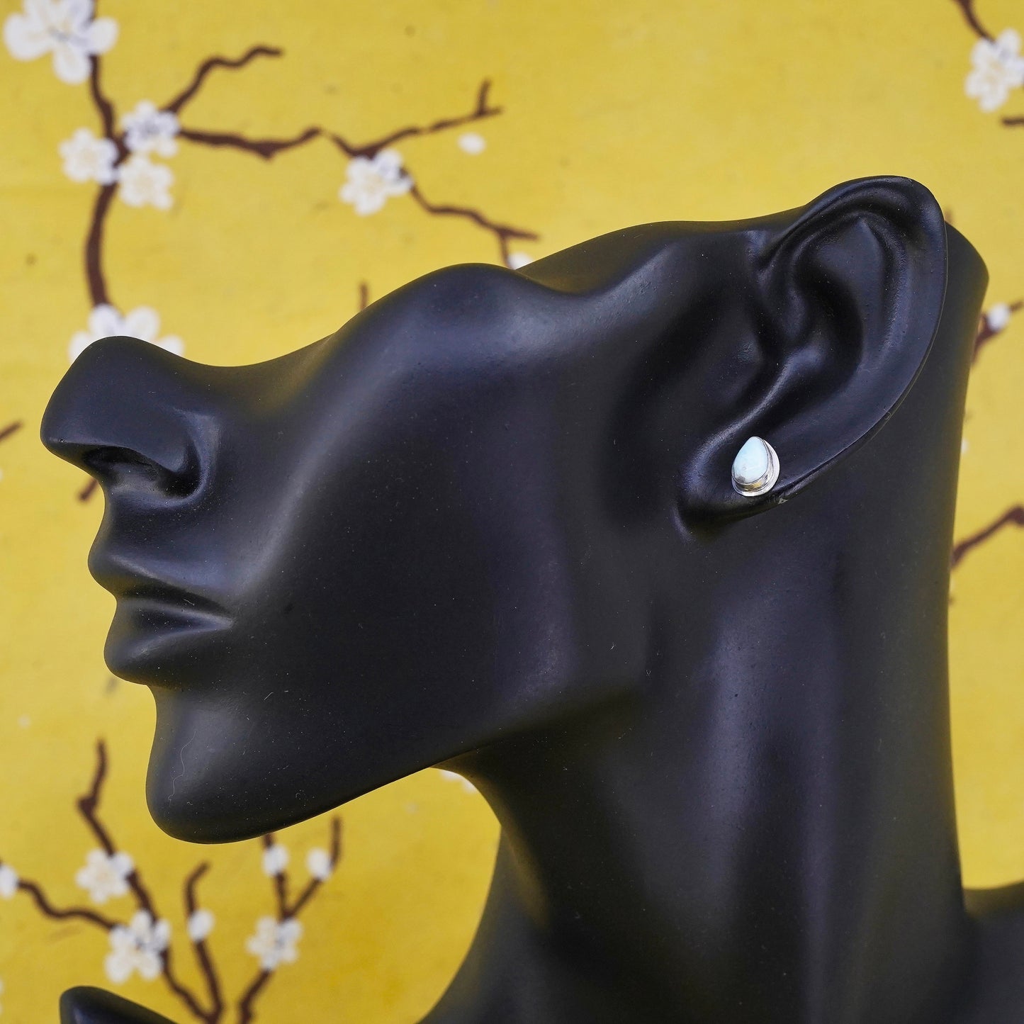 southwestern Sterling silver earrings, studs, huge 925 teardrop studs larimar