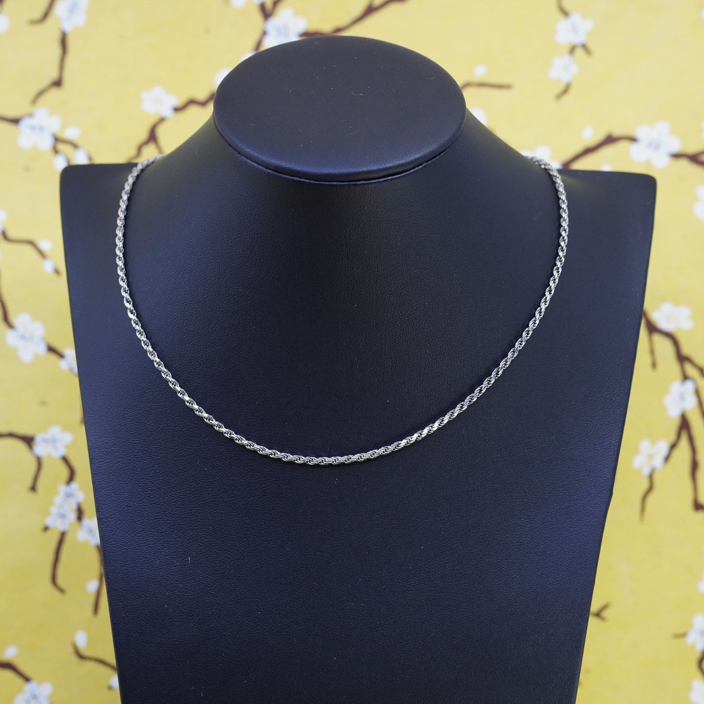 18”, 2mm, vintage Sterling silver necklace, 925 French rope chain