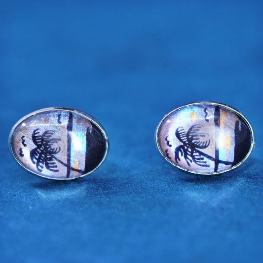 1940s Butterfly Wing Earrings 40s round Shape Palm Tree Earrings Screw back