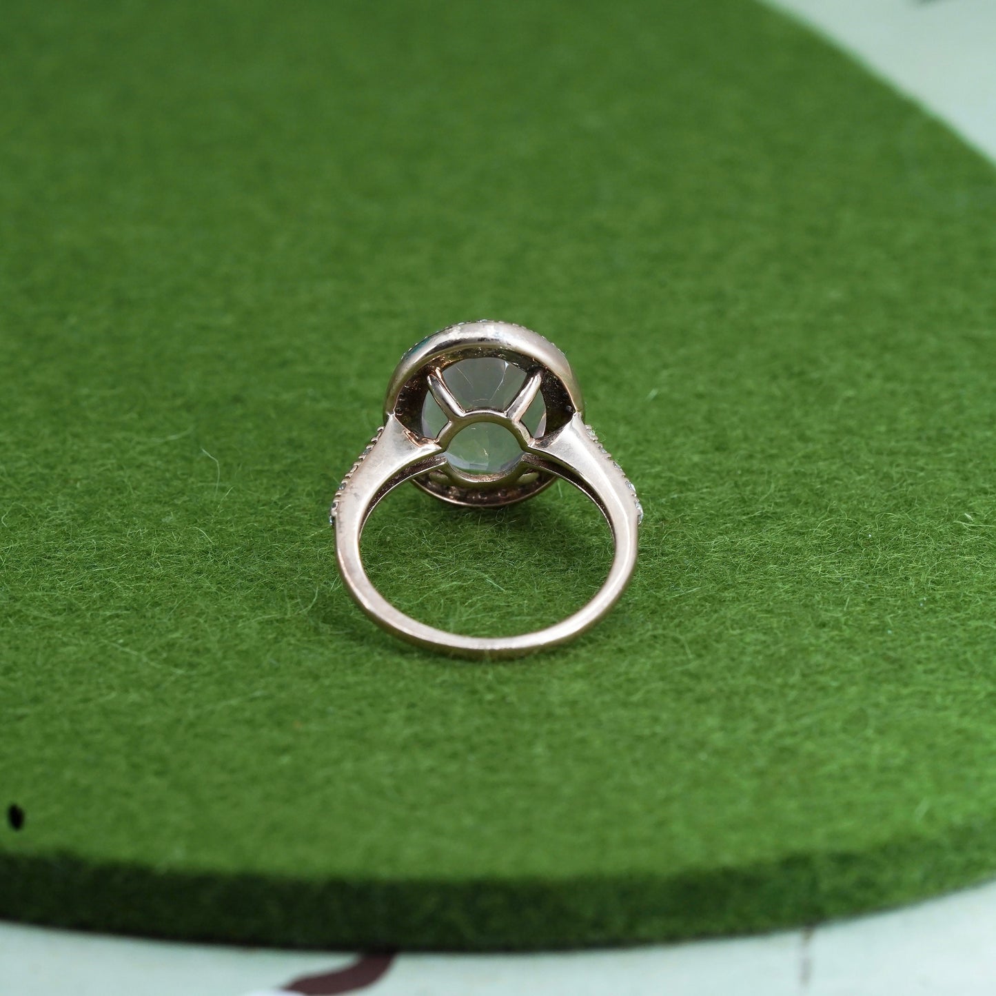 Size 7, Vermeil rose gold over Sterling 925 silver ring with pink quartz and cz