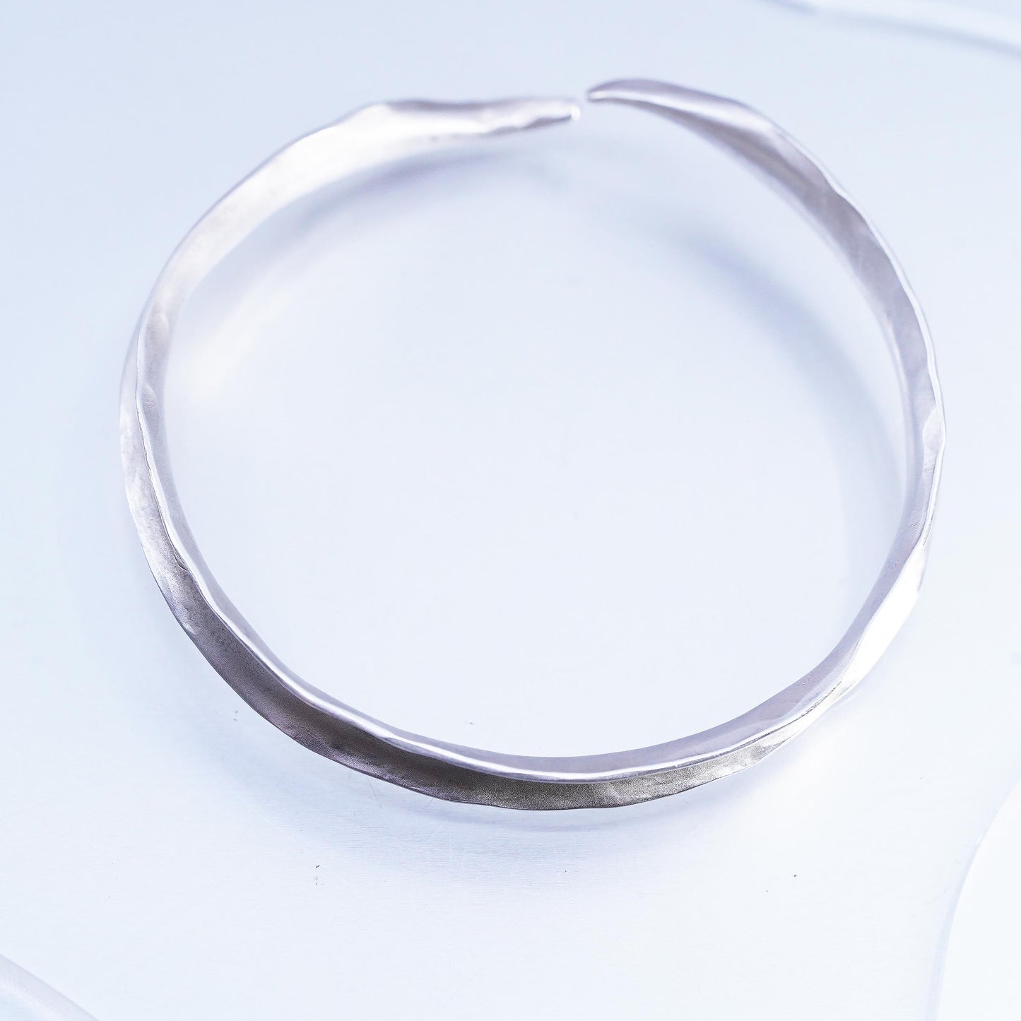 7.5", Vintage Sterling Silver Leaf Engraved Cuff Bracelet Matte 925 Open Bangle