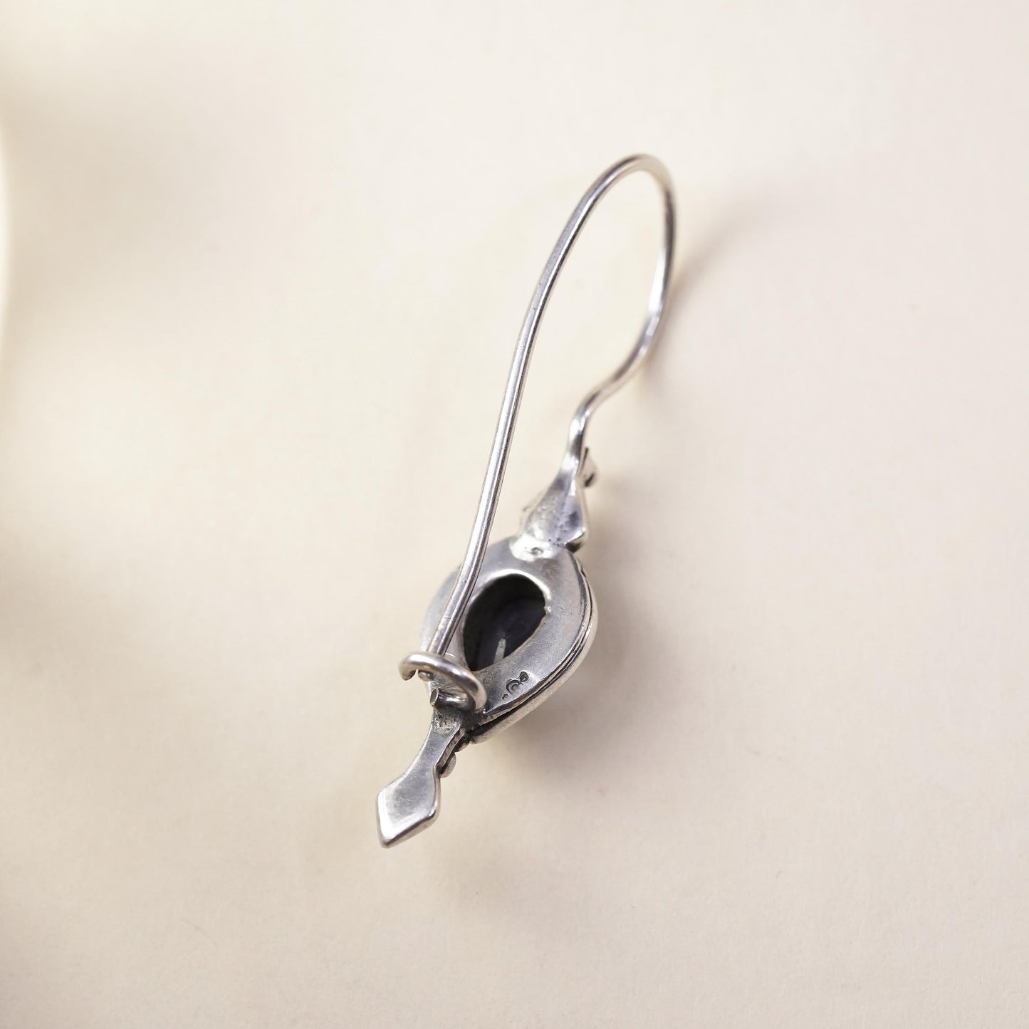 Southwestern sterling silver 925 single earring with amethyst and lever back