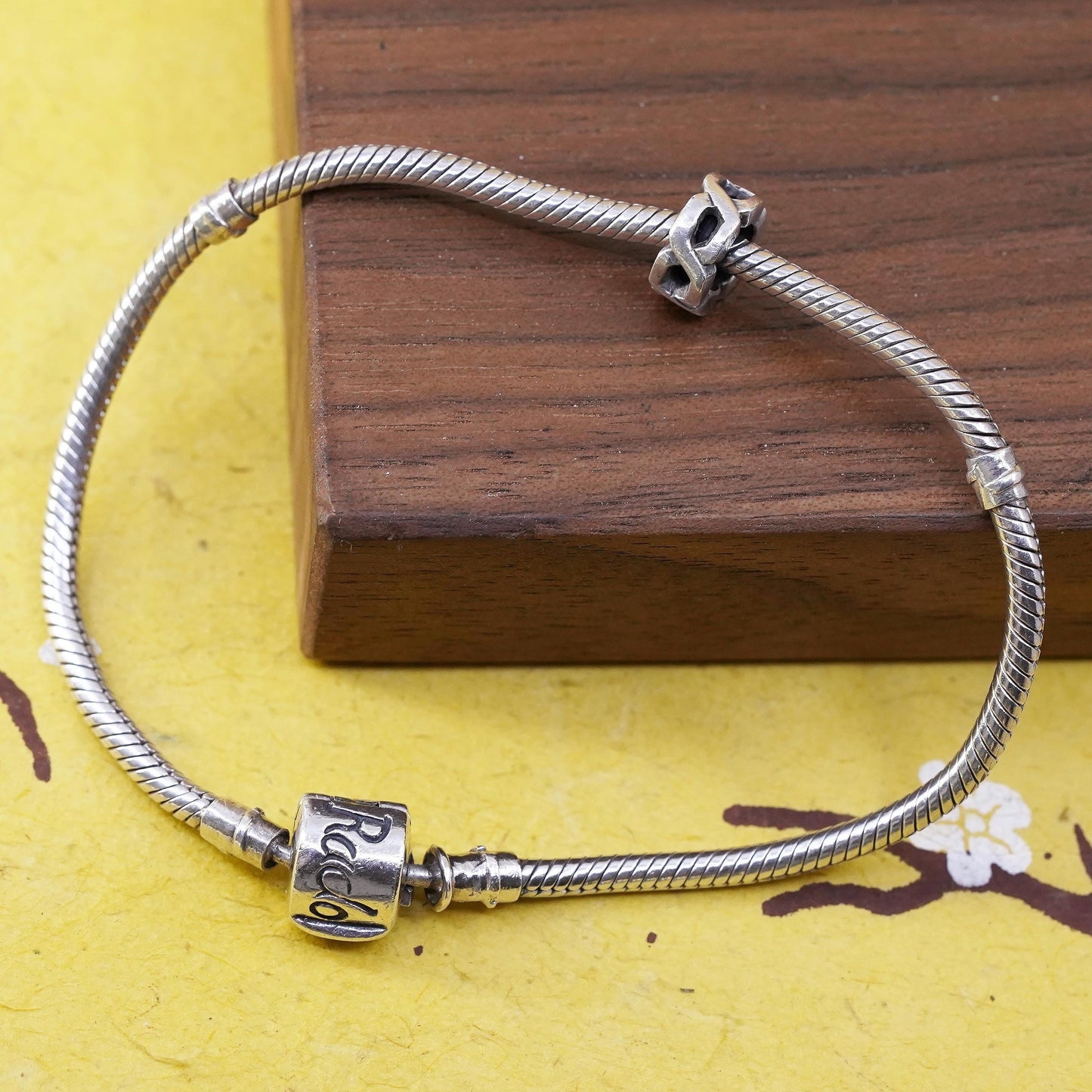 7.5", vintage Silver Rado sterling silver snake charm bracelet