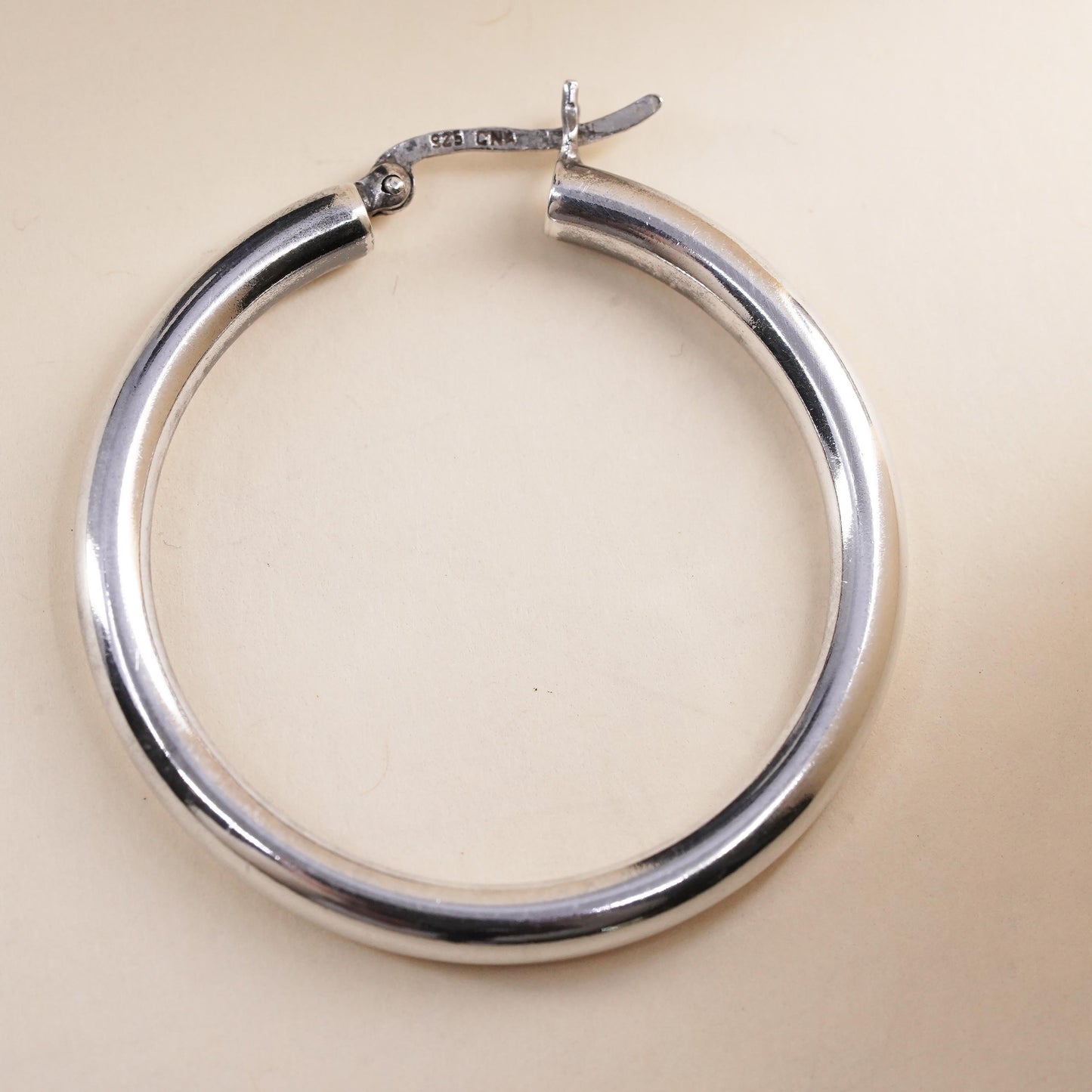 1.5", Vintage sterling 925 silver loop single earring, fashion primitive hoop