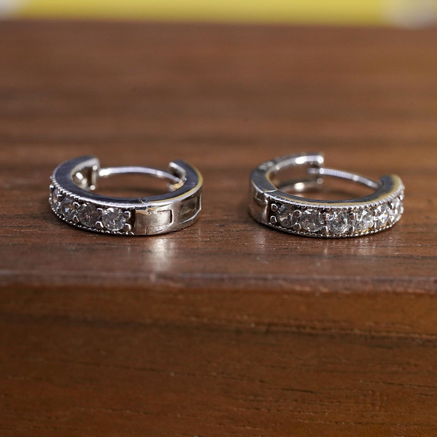 0.5", vintage Sterling silver handmade earrings, 925 hoops with Cz