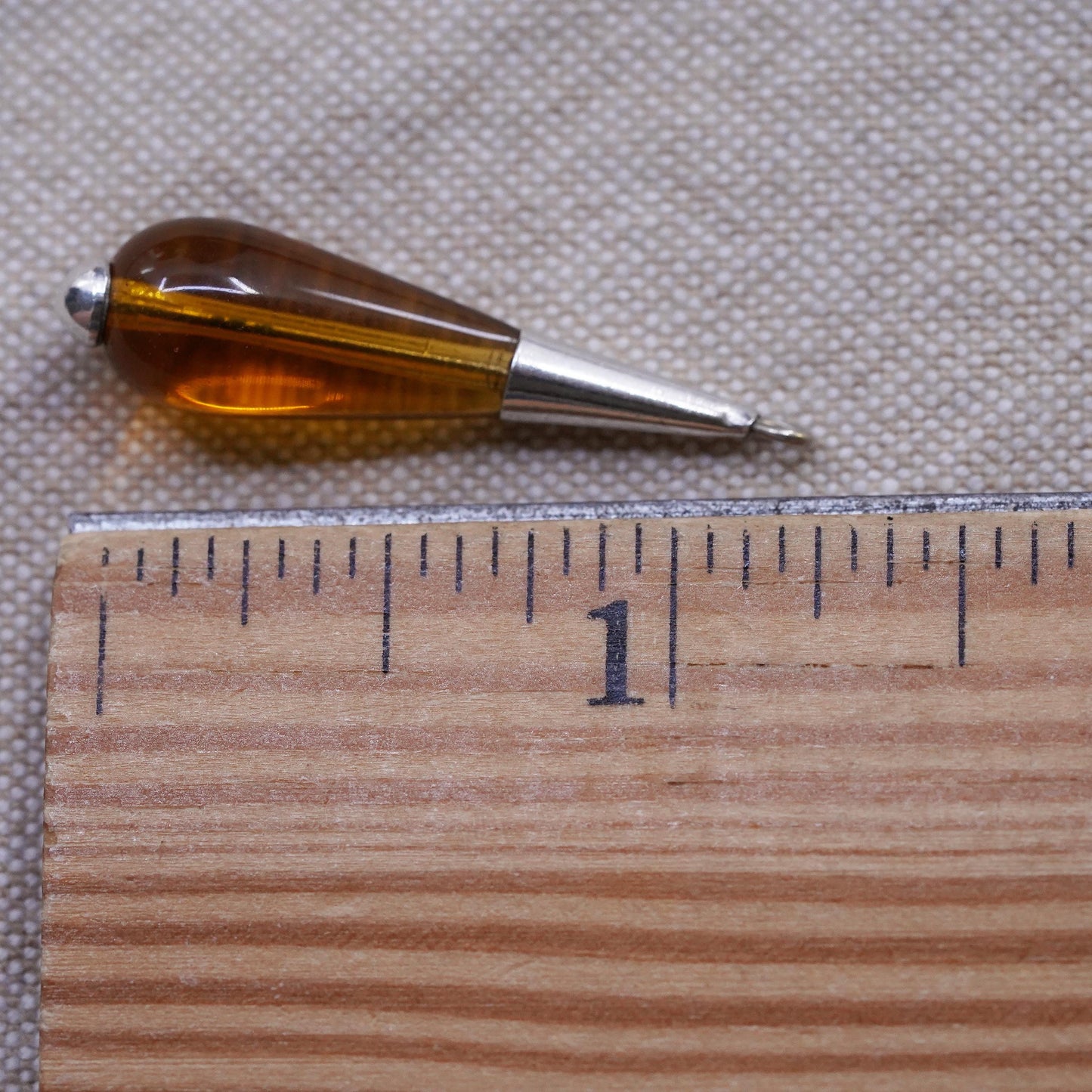 Vintage Sterling 925 silver handmade teardrop charm pendant with amber