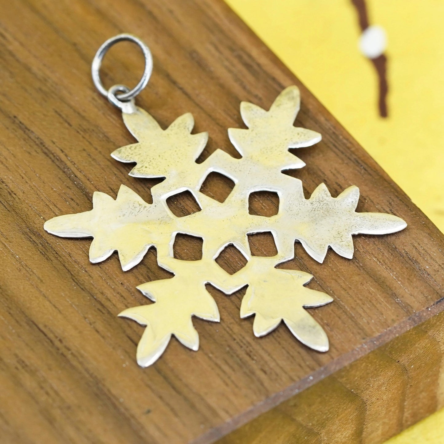 Vintage sterling 925 silver handmade snowflake charm pendant