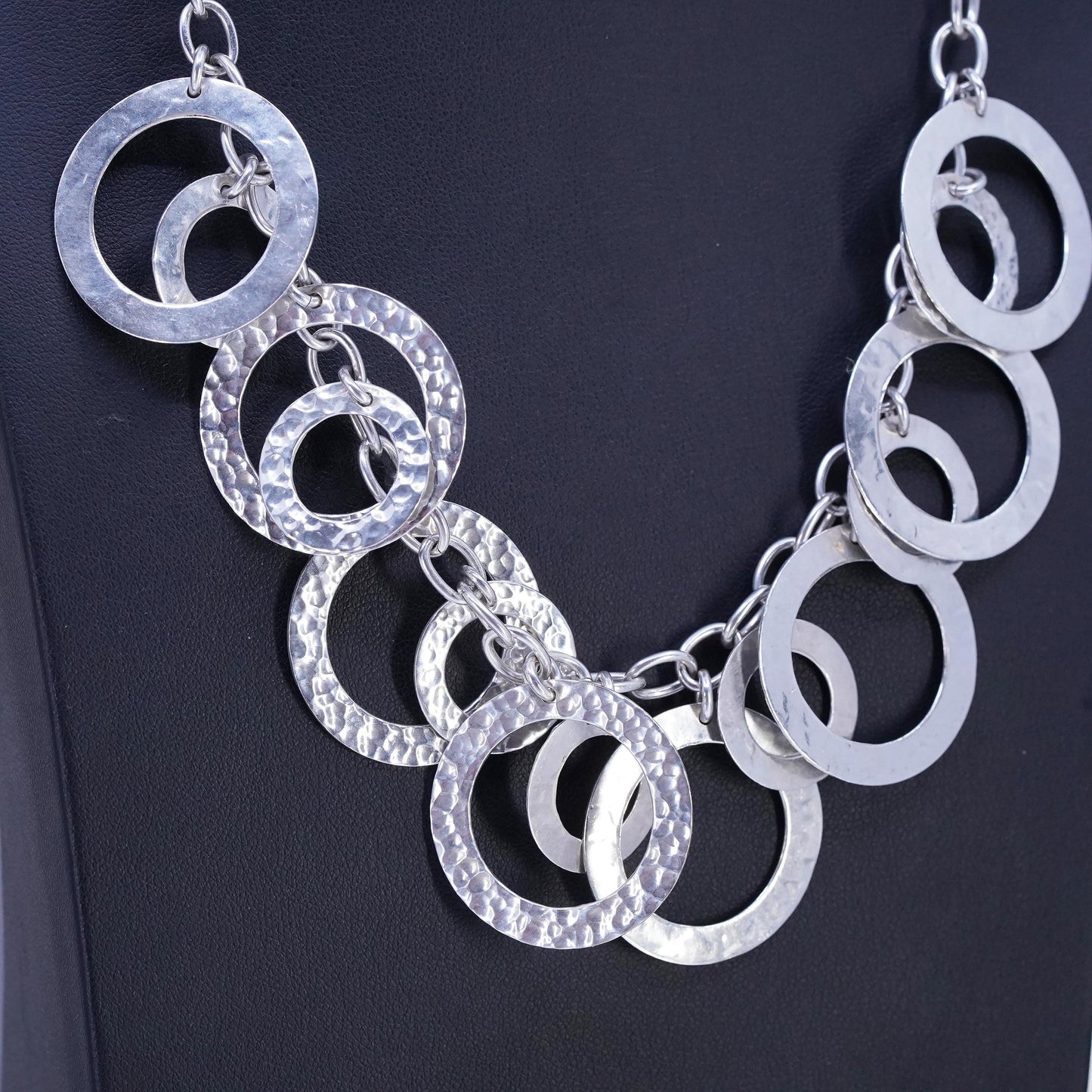 20", vintage Mexican Sterling 925 silver circle necklace circle disc pendants