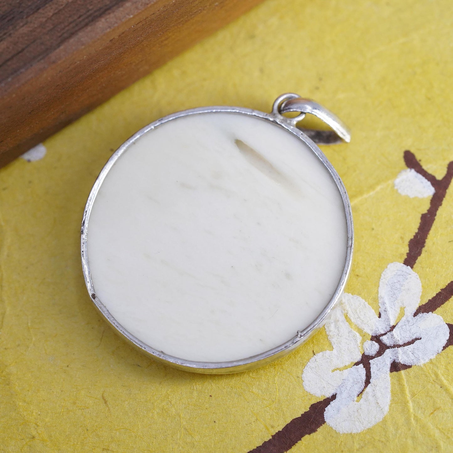 Sterling Silver Mother of Pearl Om Pendant, Aum Necklace Charm, Spiritual Yoga
