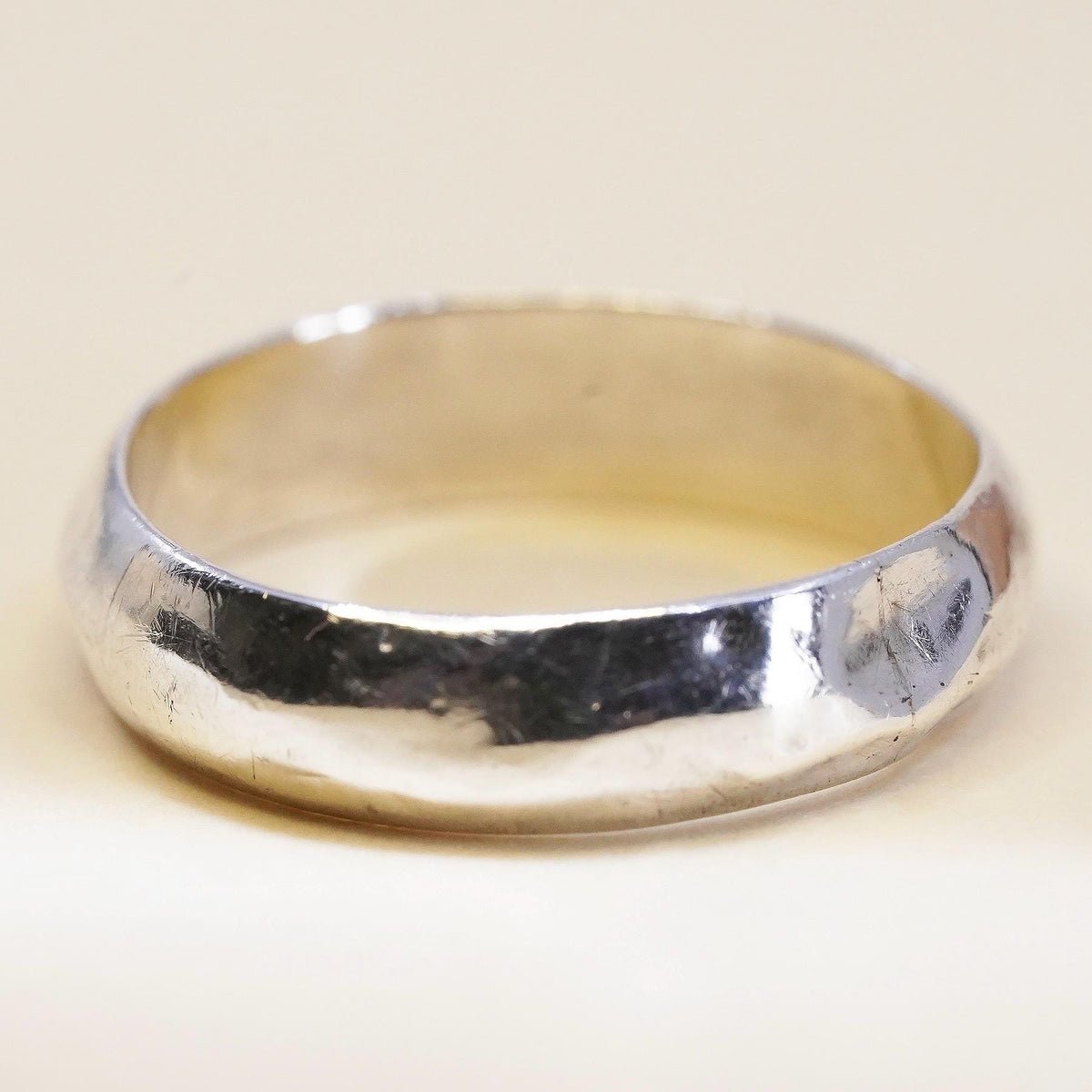Size 8.5, Vintage sterling silver handmade ring, 925 silver band, wedding band