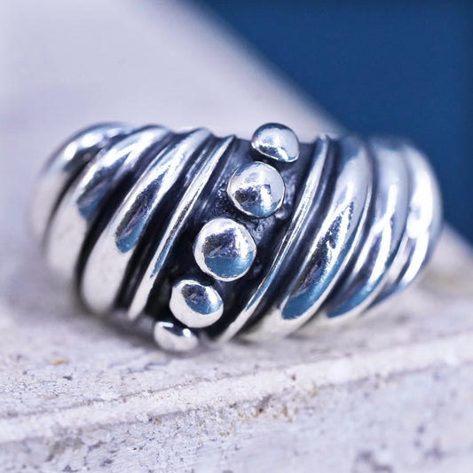 Size 7, VTG Silpada Sterling 925 Silver Beaded Dot Swirl Dome Band Ring Retired