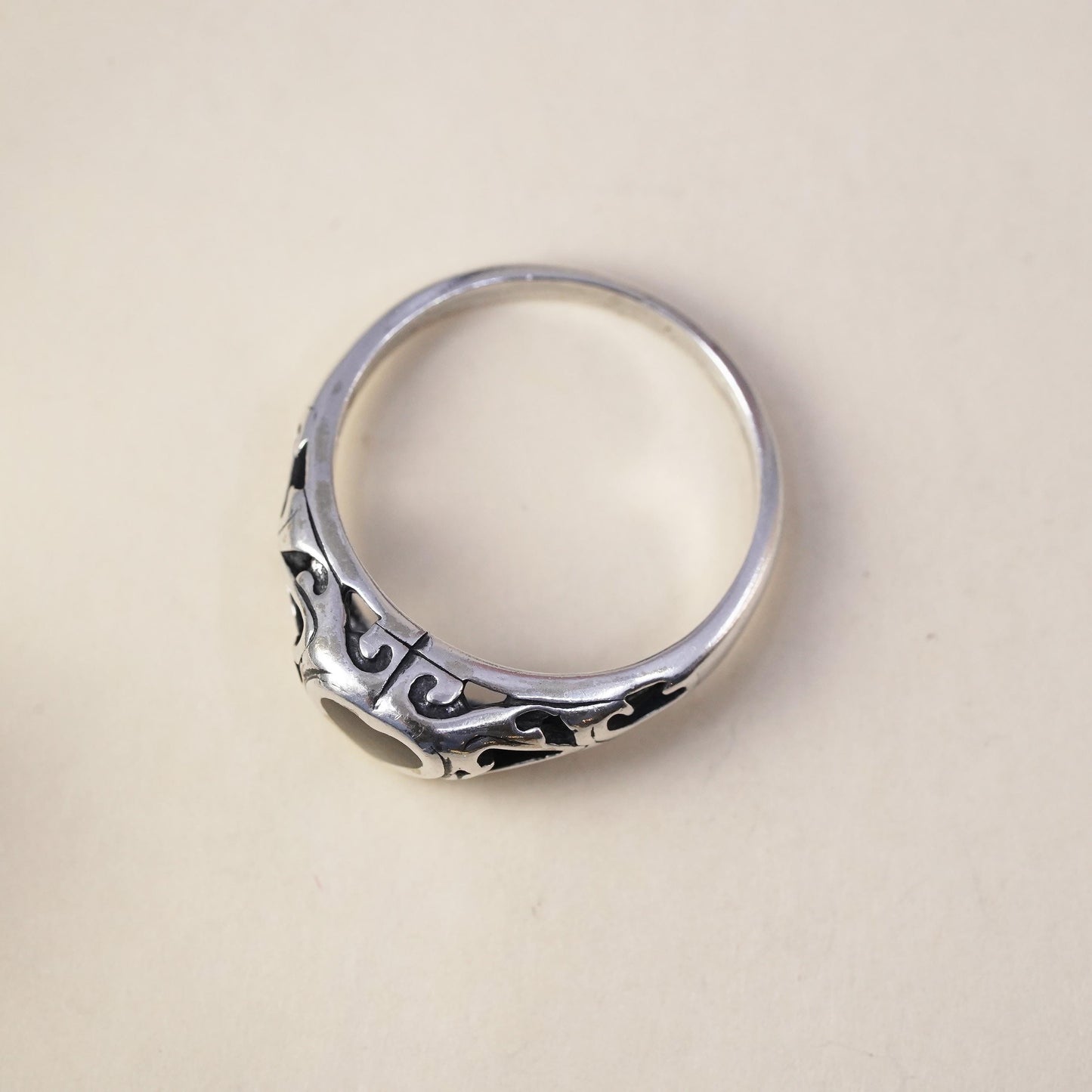 Size 7, Wheeler Jewelry Co. sterling silver ring, Native American 925 ring onyx