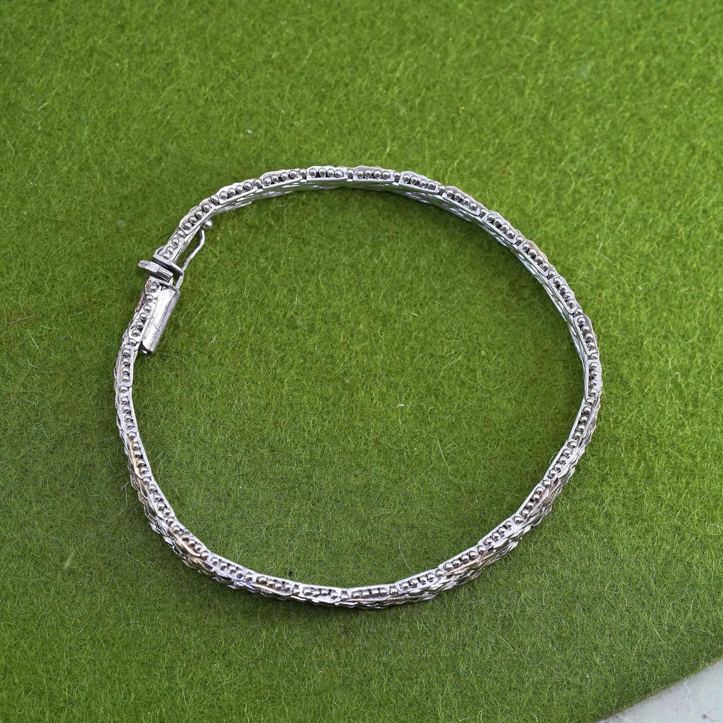 6.75”, 8mm, Vintage sterling silver handmade bracelet, 925 silver Riccio chain