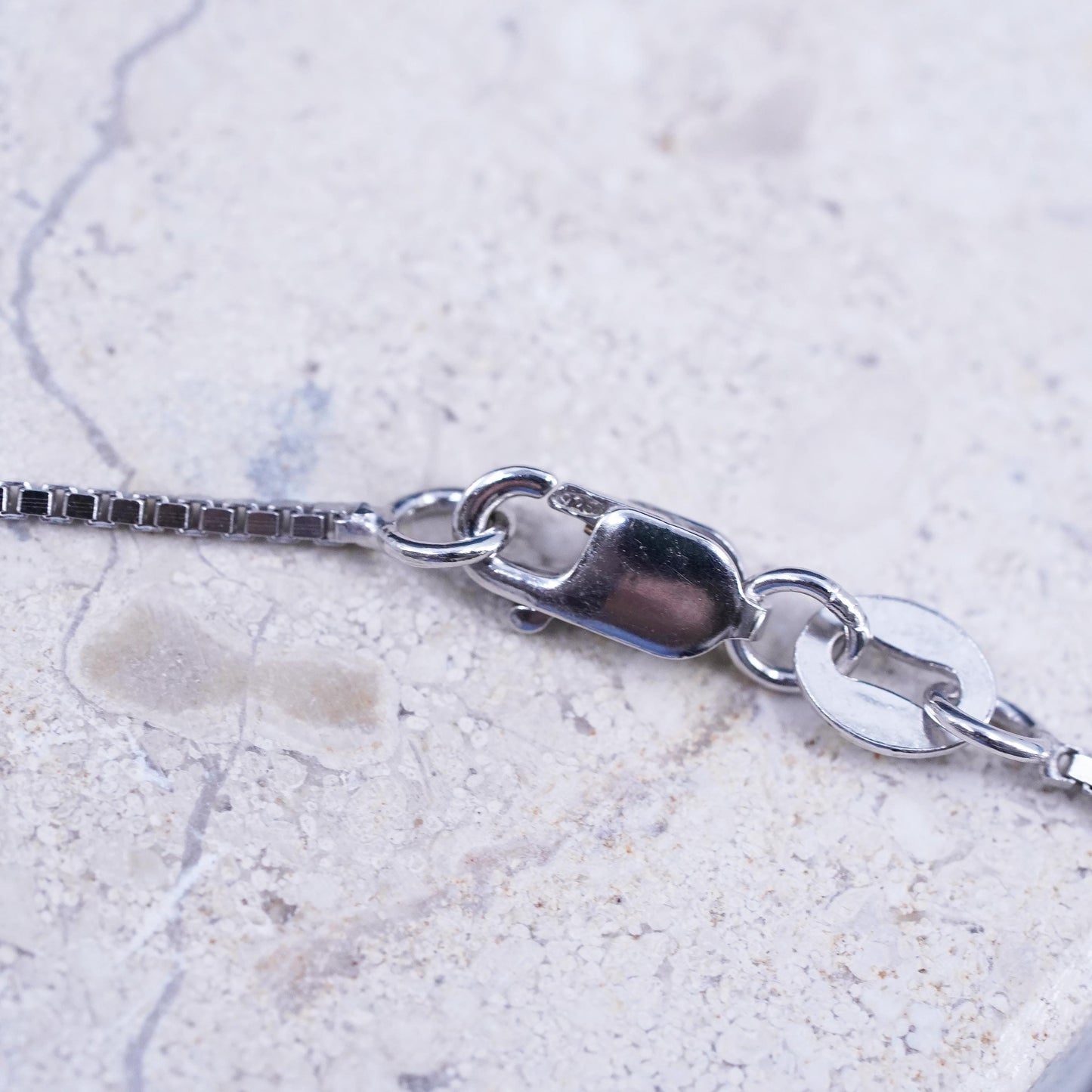 18" Sterling silver necklace, 925 box chain moon pendant “my wish for you”