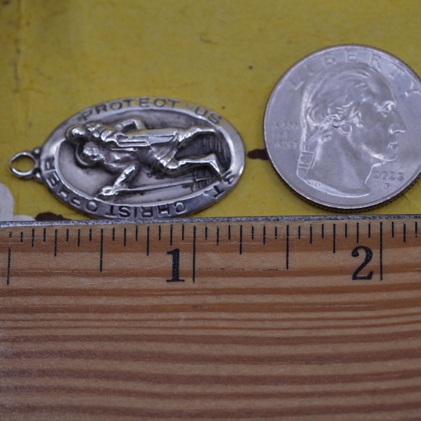 M DE Jean Sterling Silver 925 Saint Christopher Medal Pendant, Protect Us Charm