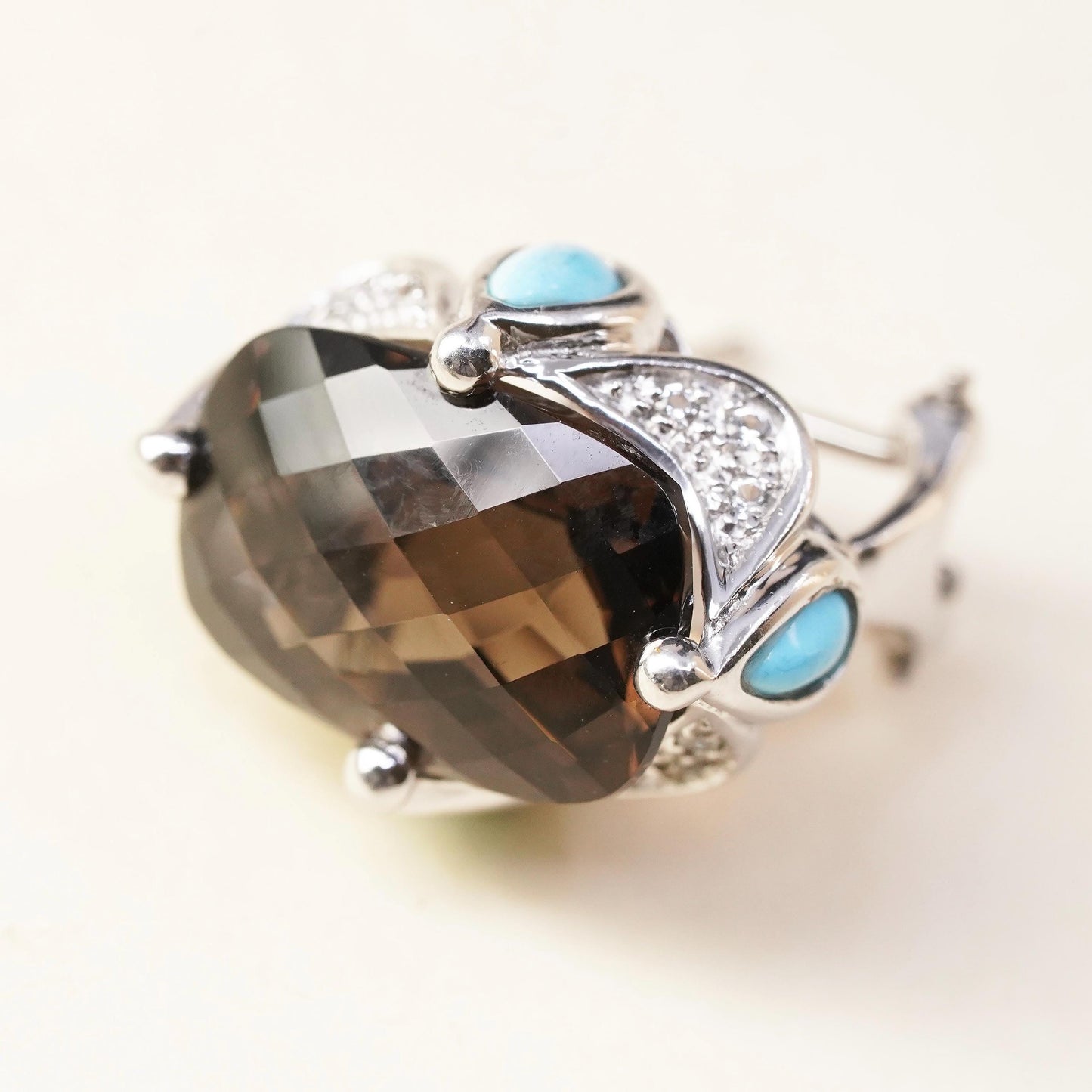 VTG Sterling 925 Silver and single 1 earring smoky quartz, Latch Back Fastener