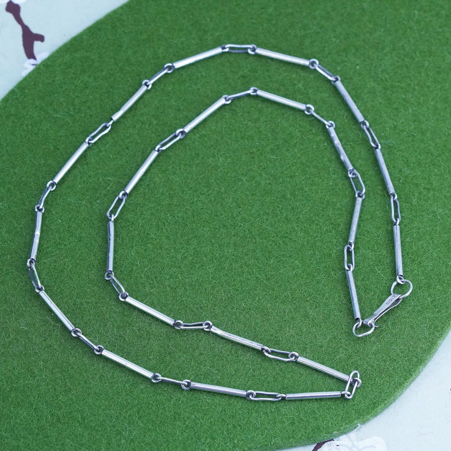 26” 3mm, vintage Mexican Sterling silver necklace, 925 elongated chain