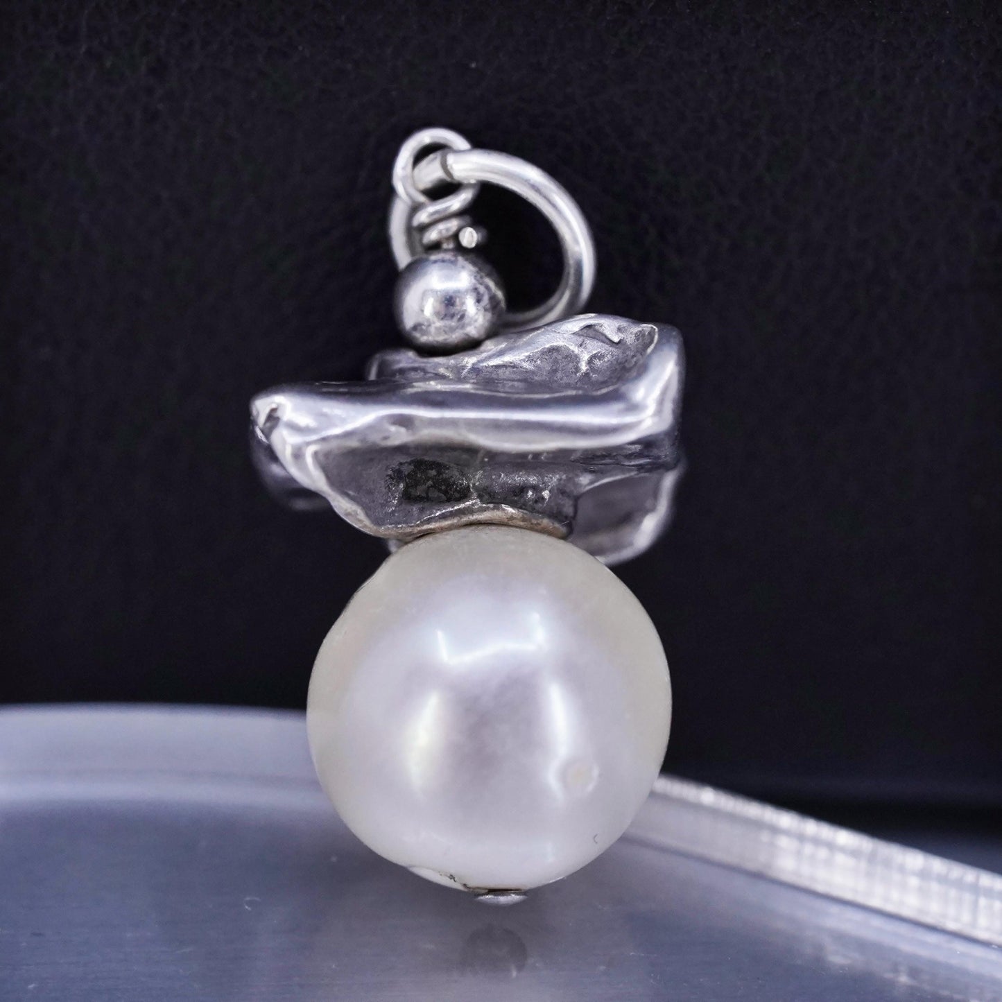 antique sterling 925 silver handmade charm pendant with pearl