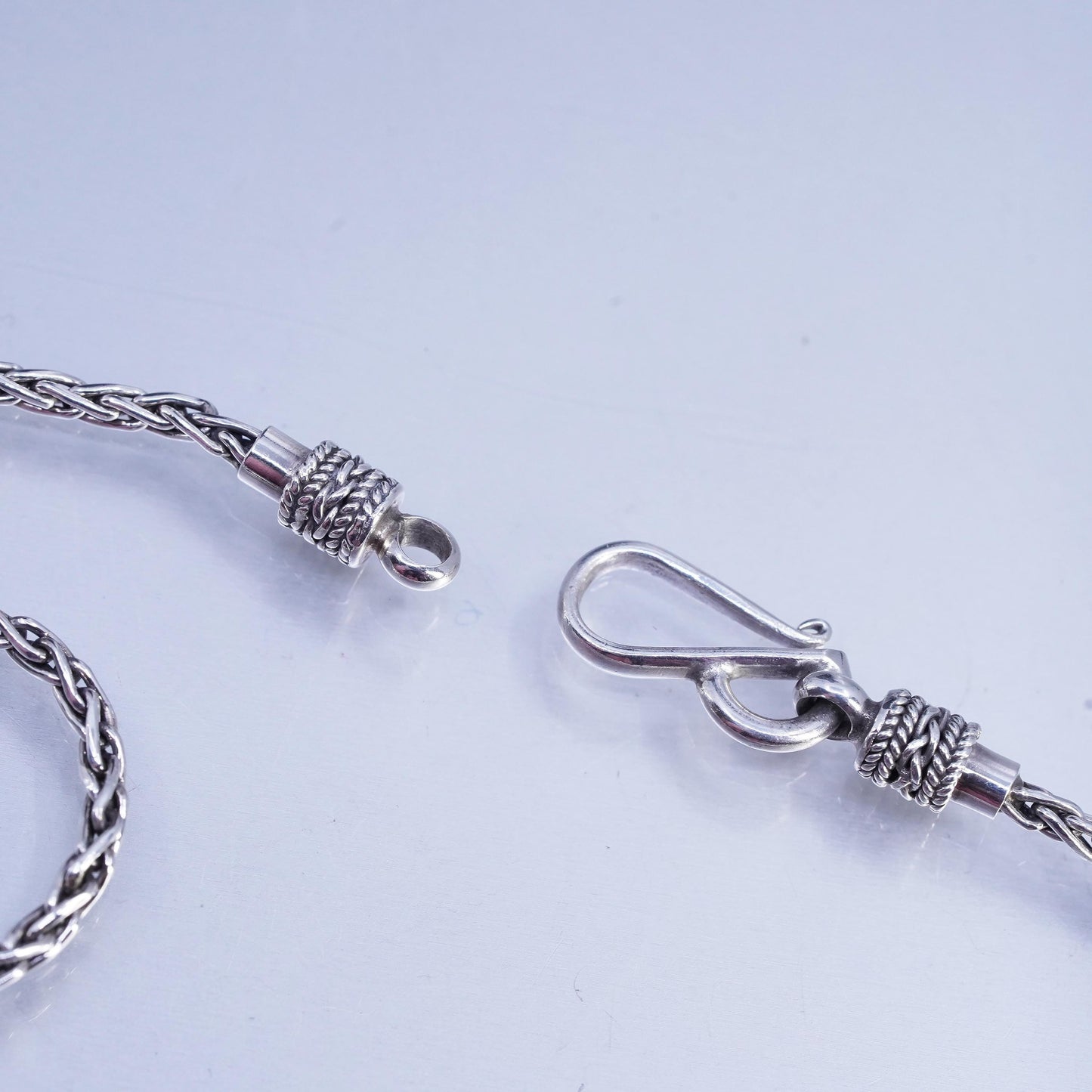 18" 3mm, vintage BA Suarti Sterling 925 silver handmade wheat chain necklace