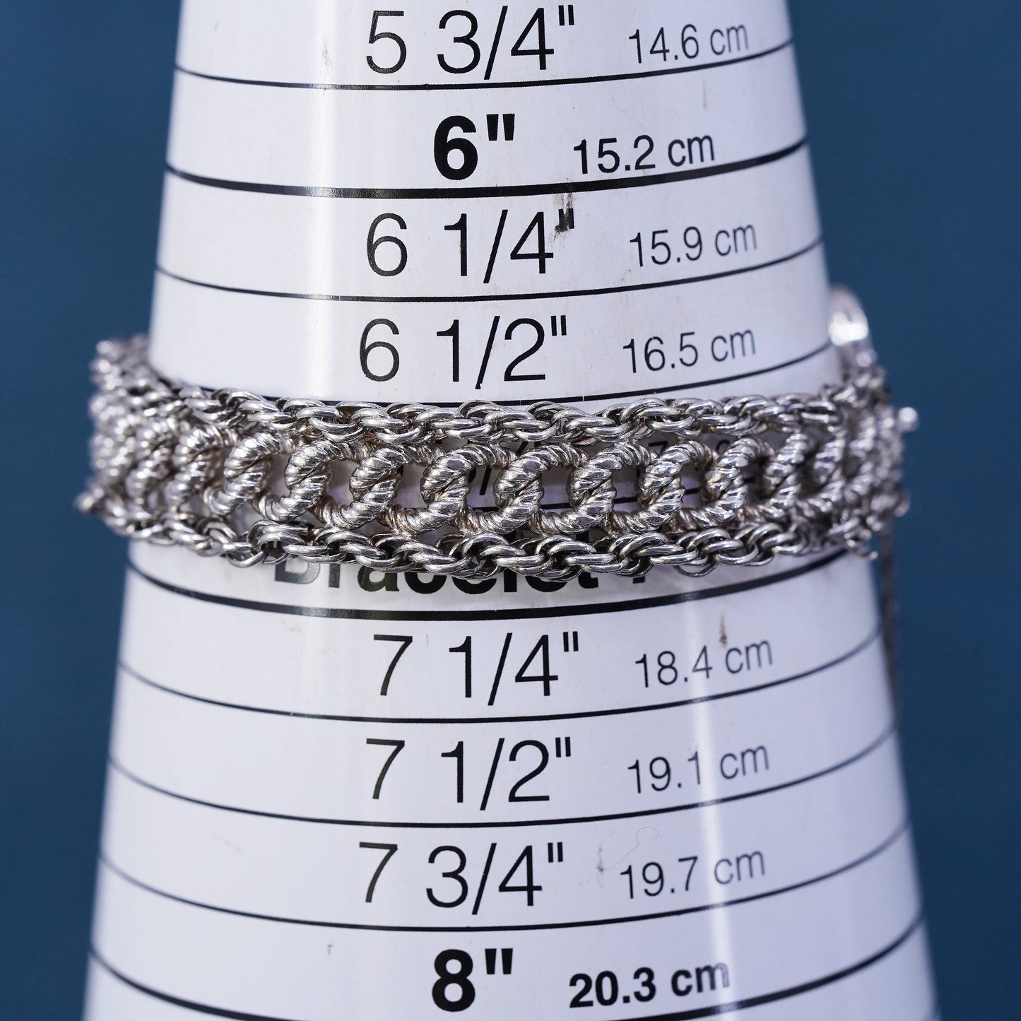 6.75" jewelry, sterling silver handmade multi-strands bracelet, 925 rope chain