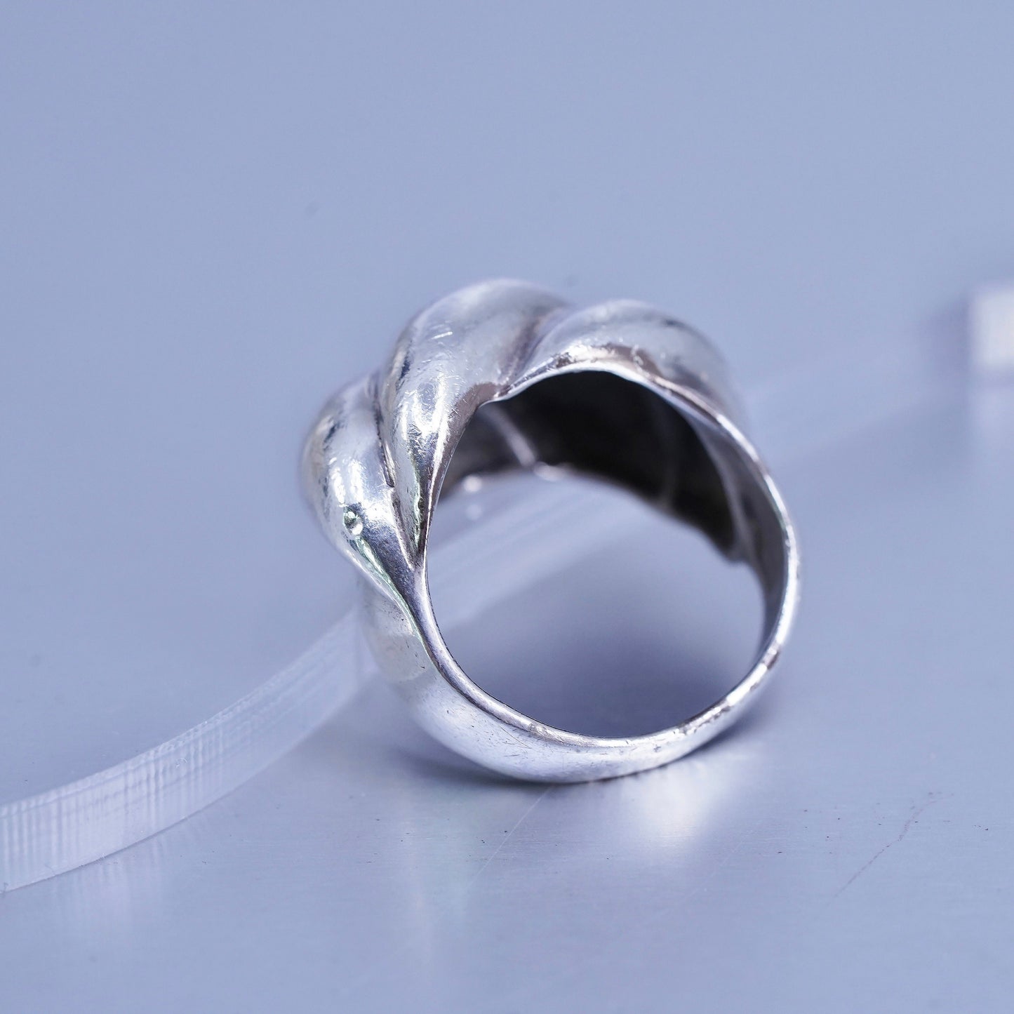 Size 6, vintage Sterling 925 silver handmade ring, ribbed band