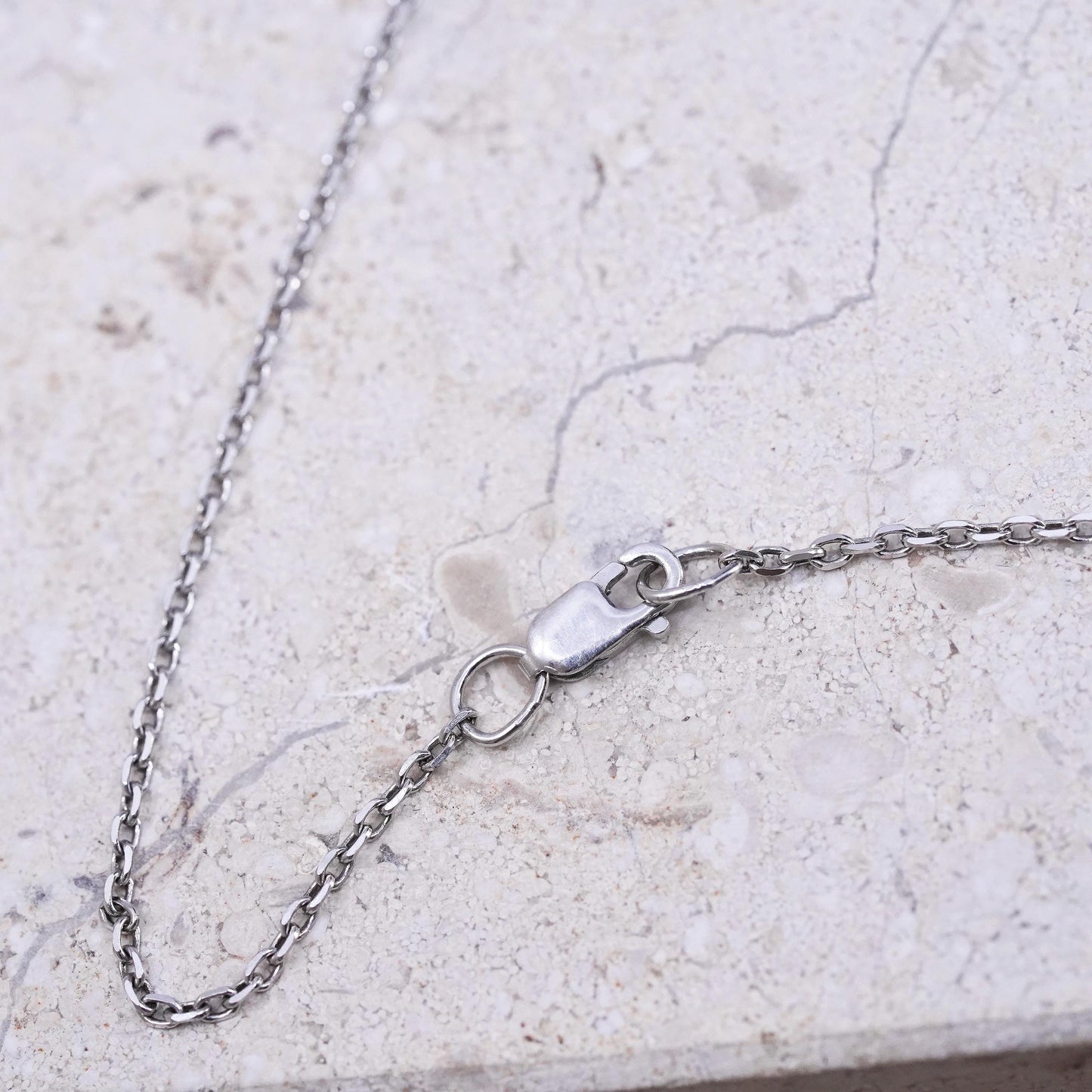 18", vintage Sterling silver necklace, 925 circle chain with letter S pendant
